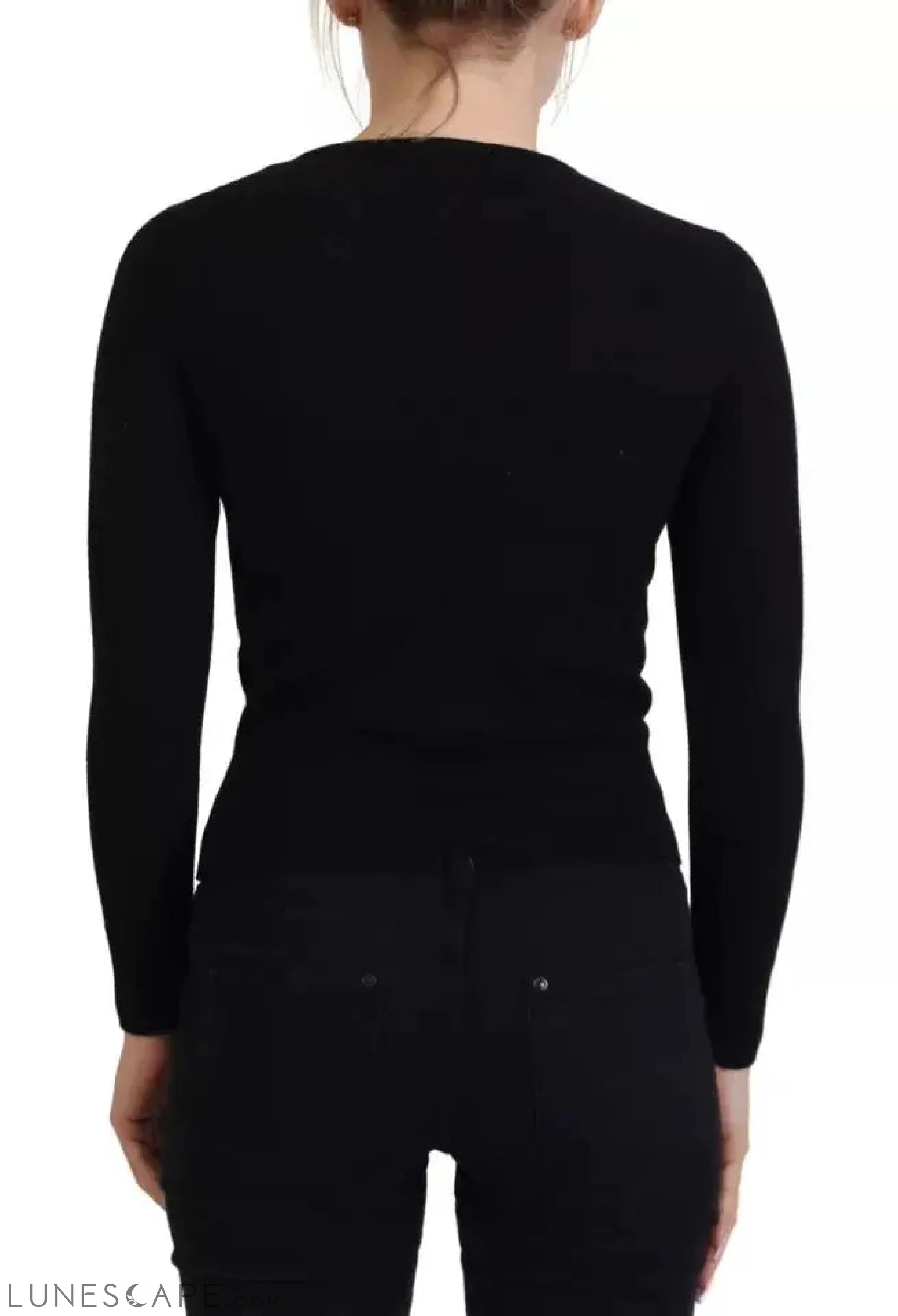 Dolce & Gabbana Black Button Down Slim Cardigan Wool Sweater LUNESCAPE