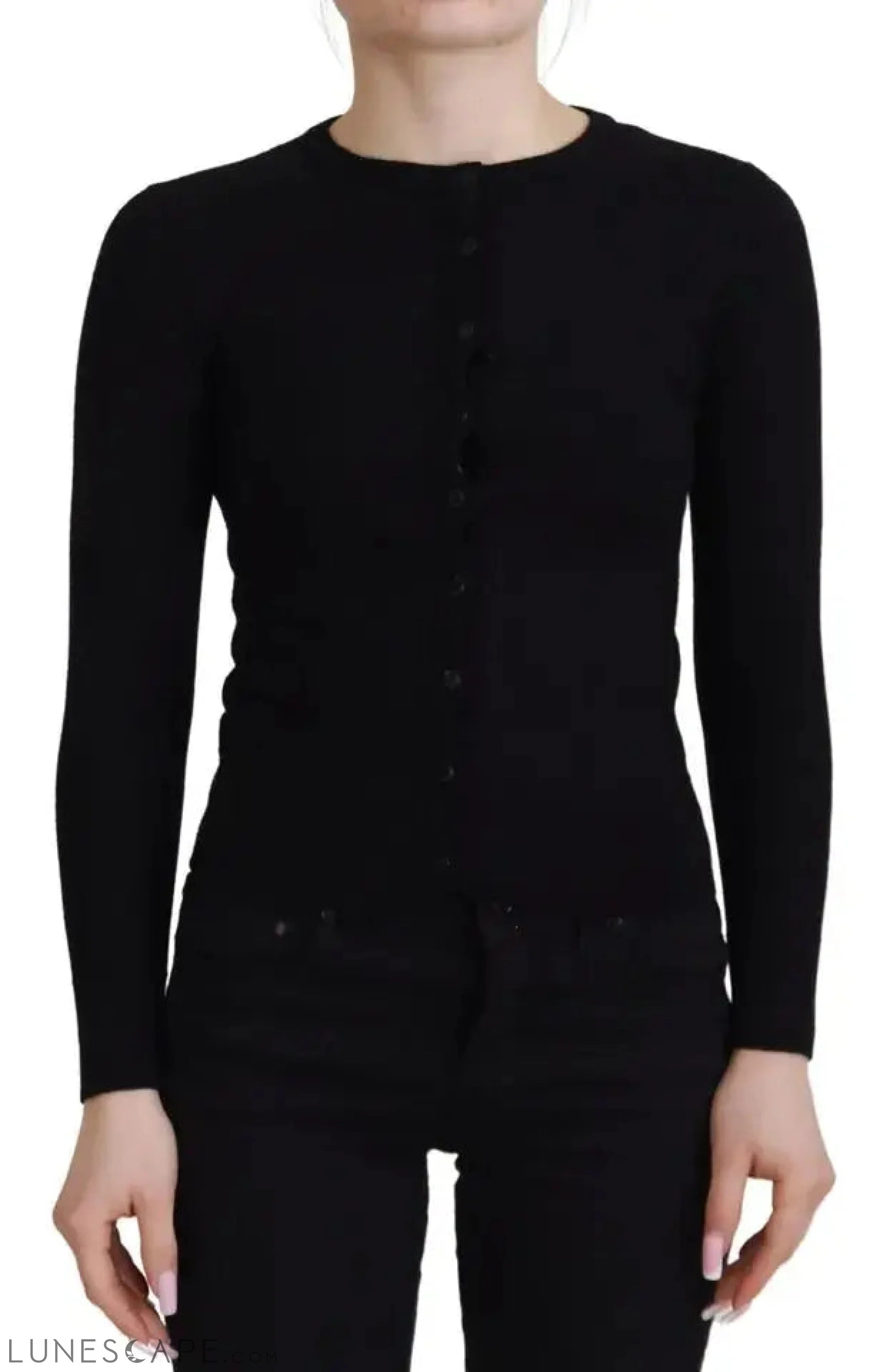 Dolce & Gabbana Black Button Down Slim Cardigan Wool Sweater LUNESCAPE