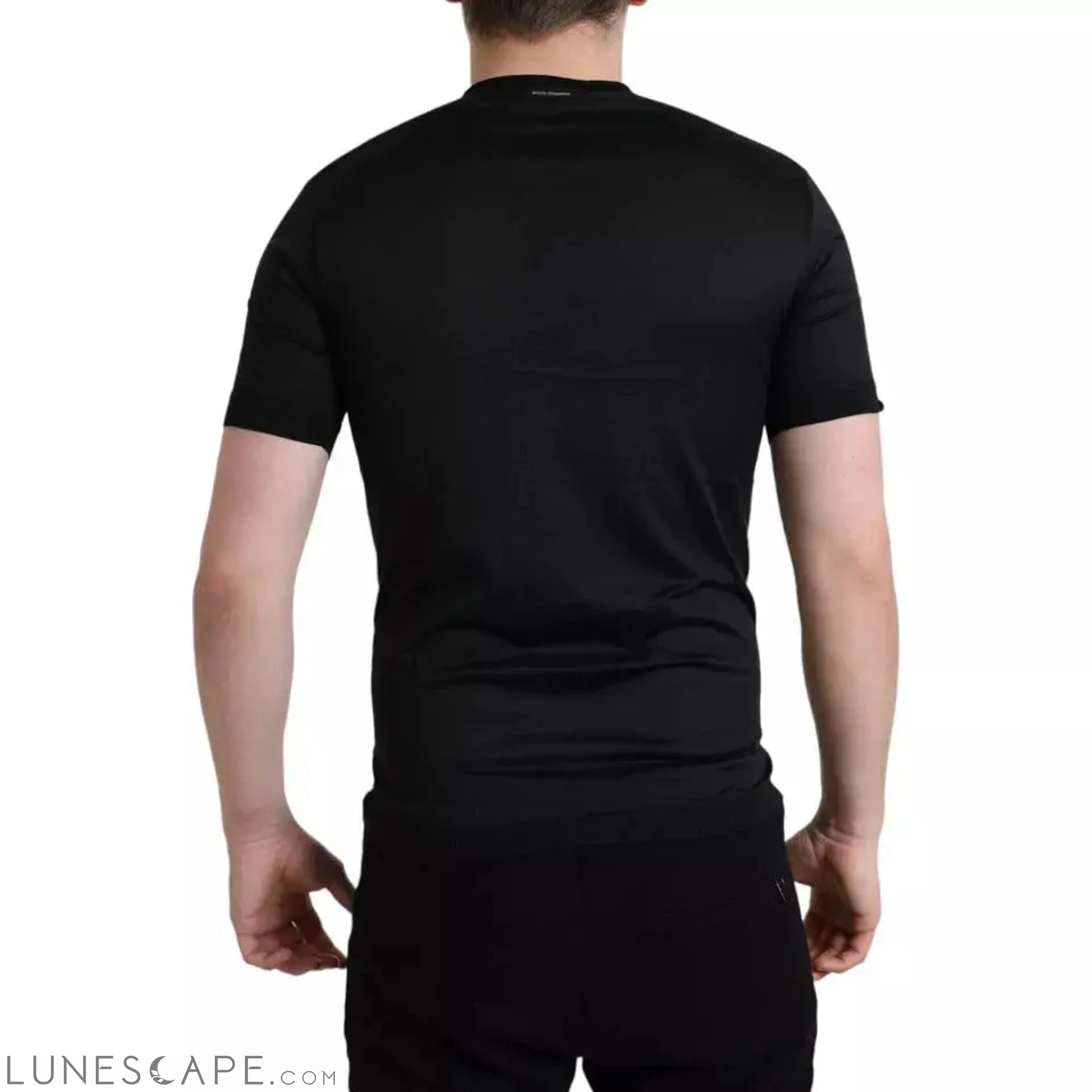 Dolce & Gabbana Black Buttoned Roundneck Short Sleeve T-shirt LUNESCAPE