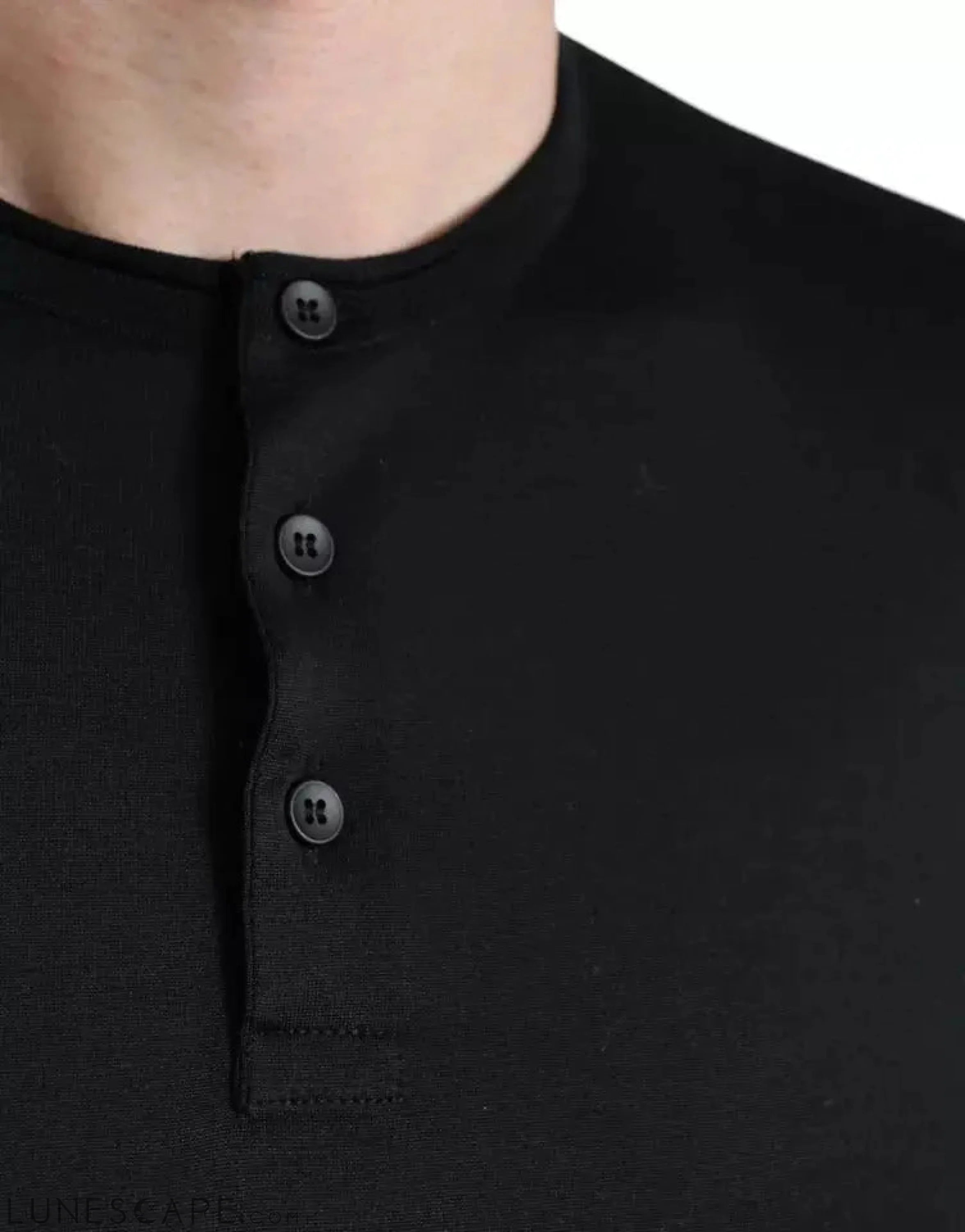 Dolce & Gabbana Black Buttoned Roundneck Short Sleeve T-shirt LUNESCAPE