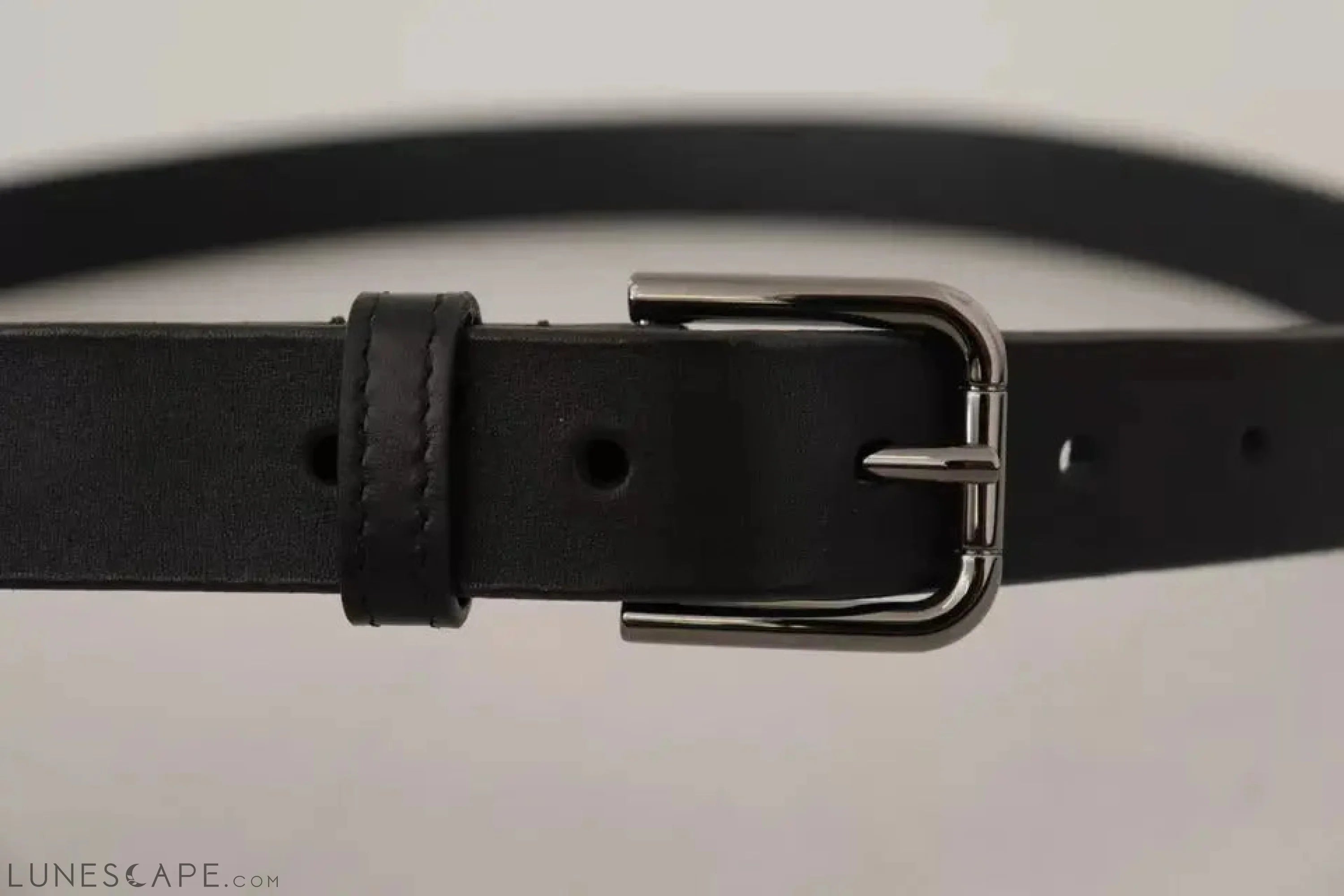 Dolce & Gabbana Black Calf Leather Classic Metal Logo Buckle Belt LUNESCAPE