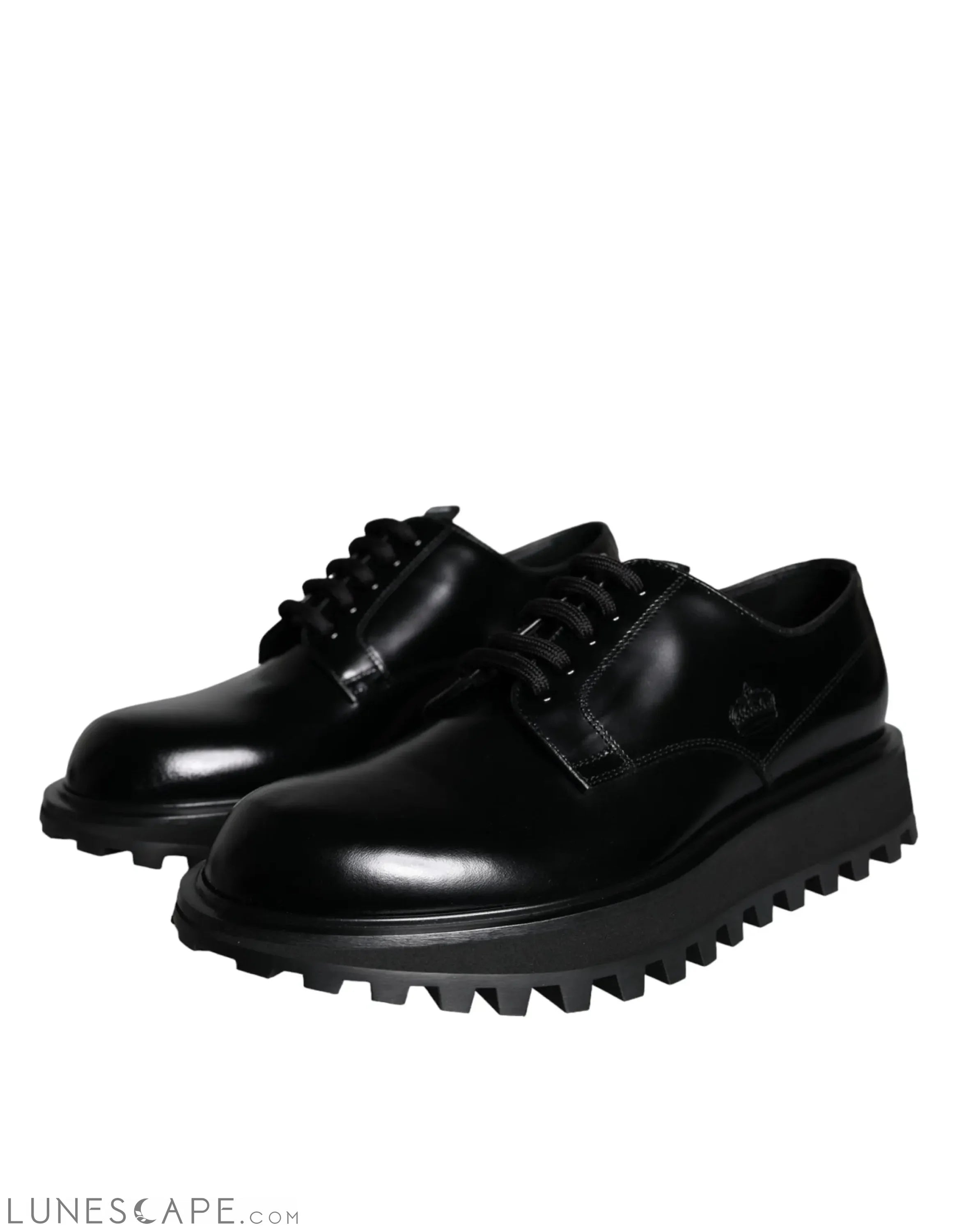 Dolce & Gabbana Black Calf Leather Derby Formal Dress Shoes LUNESCAPE