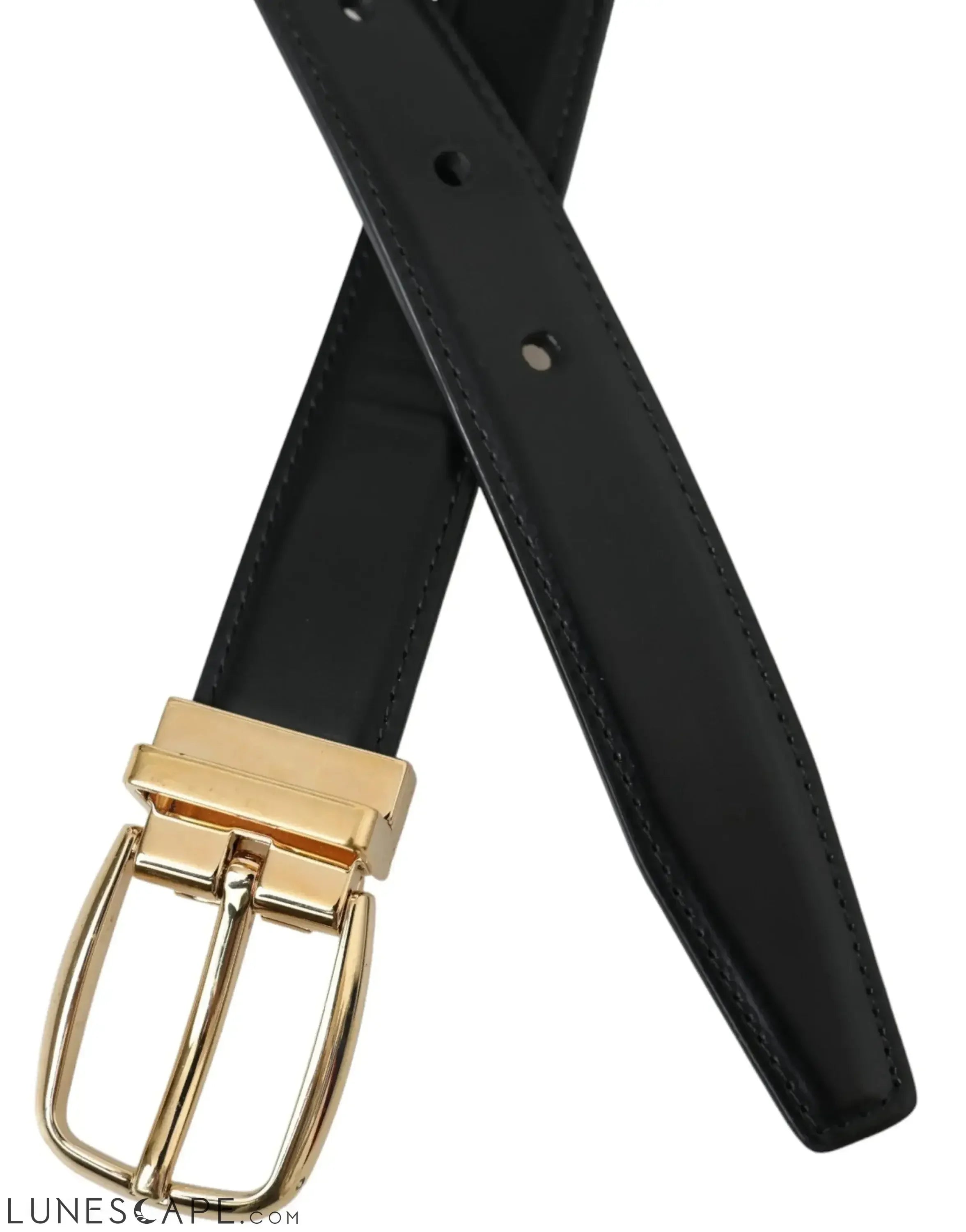 Dolce & Gabbana Black Calf Leather Gold Metal Buckle Belt LUNESCAPE