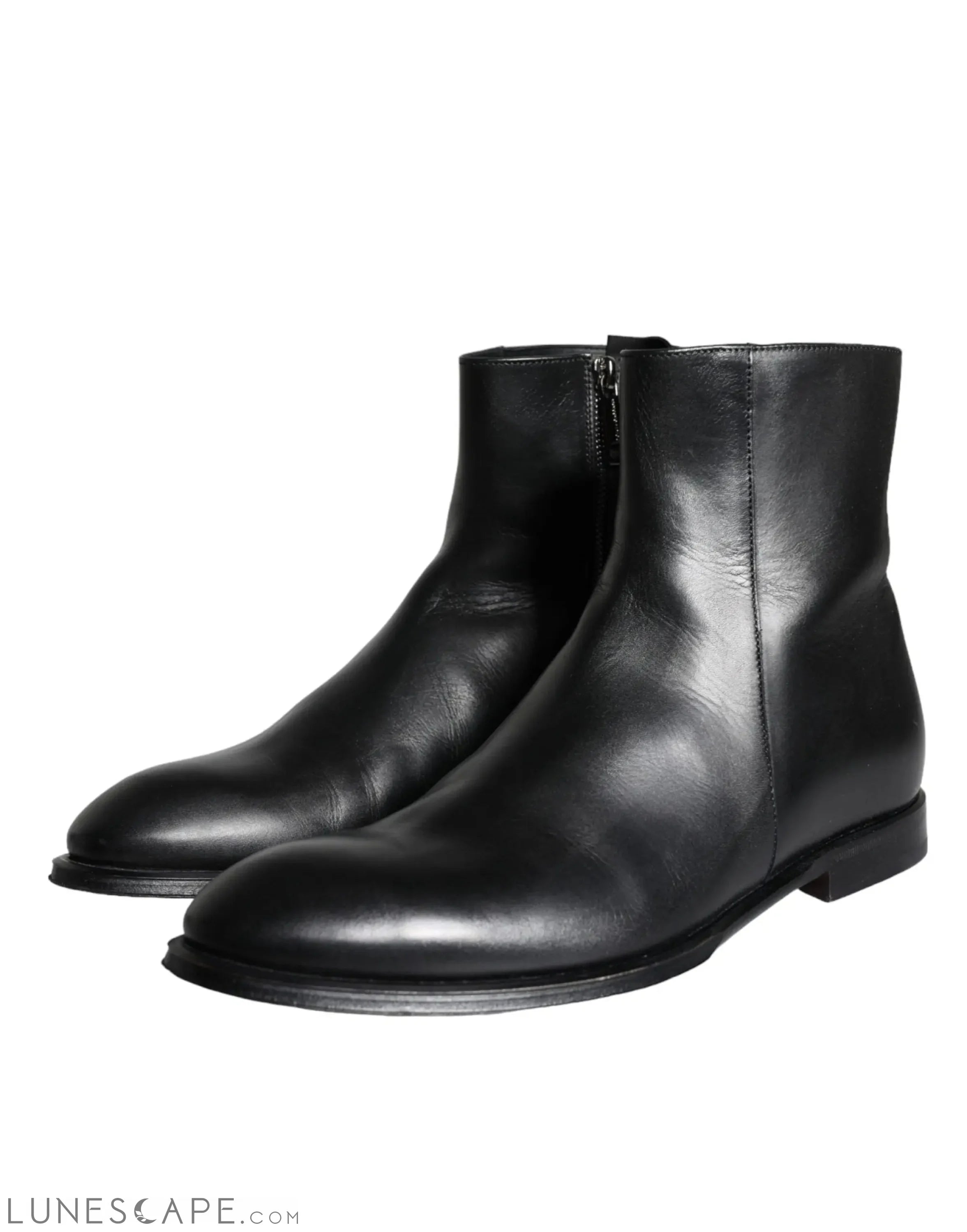 Dolce & Gabbana Black Calf Leather Men Ankle Boots Men LUNESCAPE