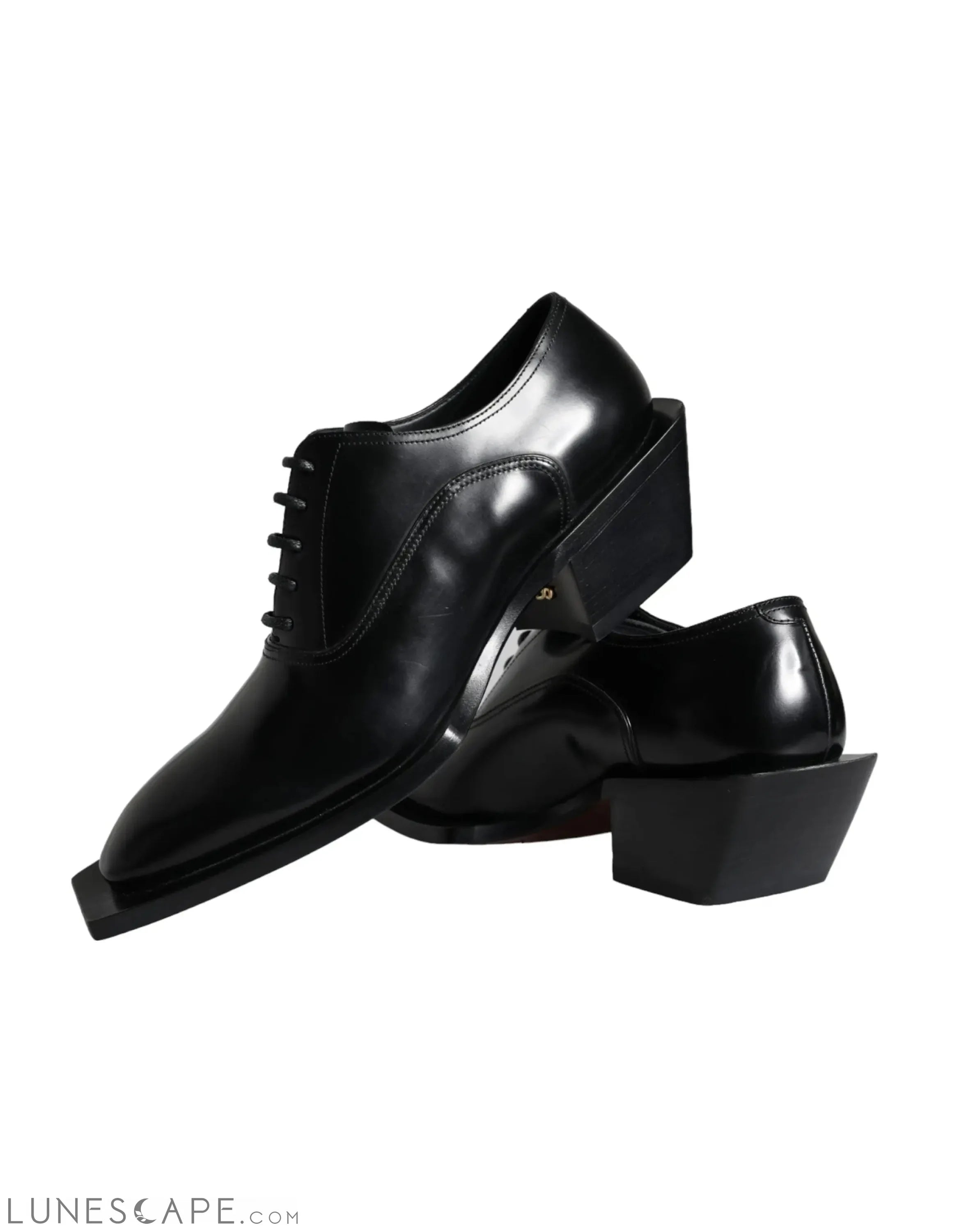 Dolce & Gabbana Black Calfskin Leather Derby Dress Men Shoes LUNESCAPE