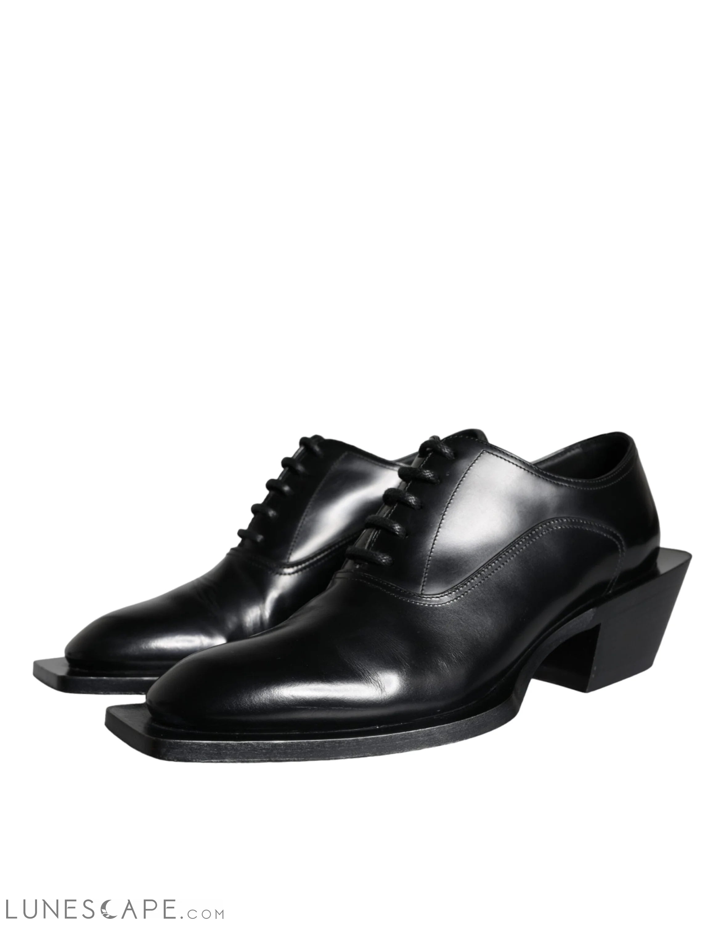 Dolce & Gabbana Black Calfskin Leather Derby Dress Men Shoes LUNESCAPE