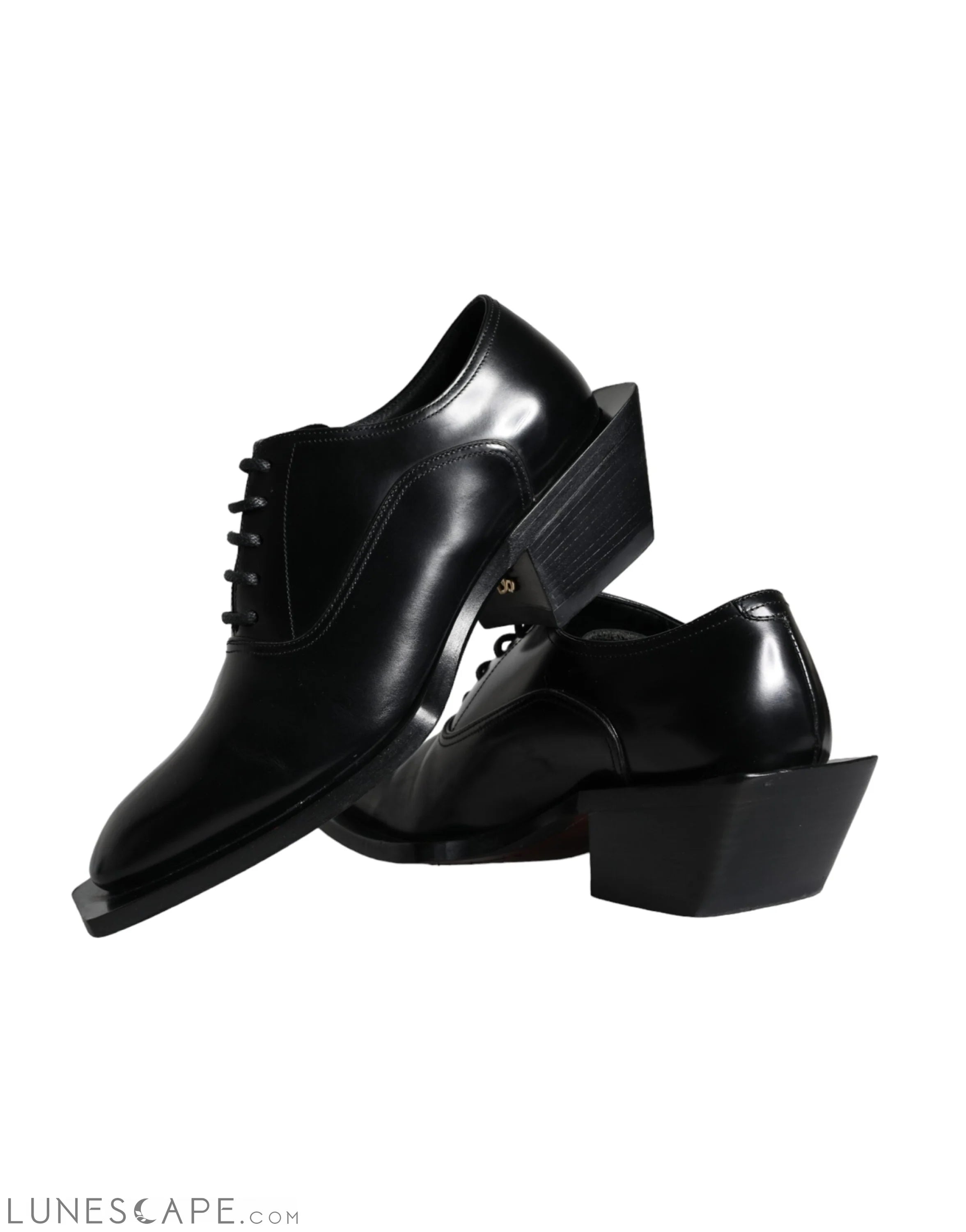 Dolce & Gabbana Black Calfskin Leather Derby Dress Men Shoes LUNESCAPE