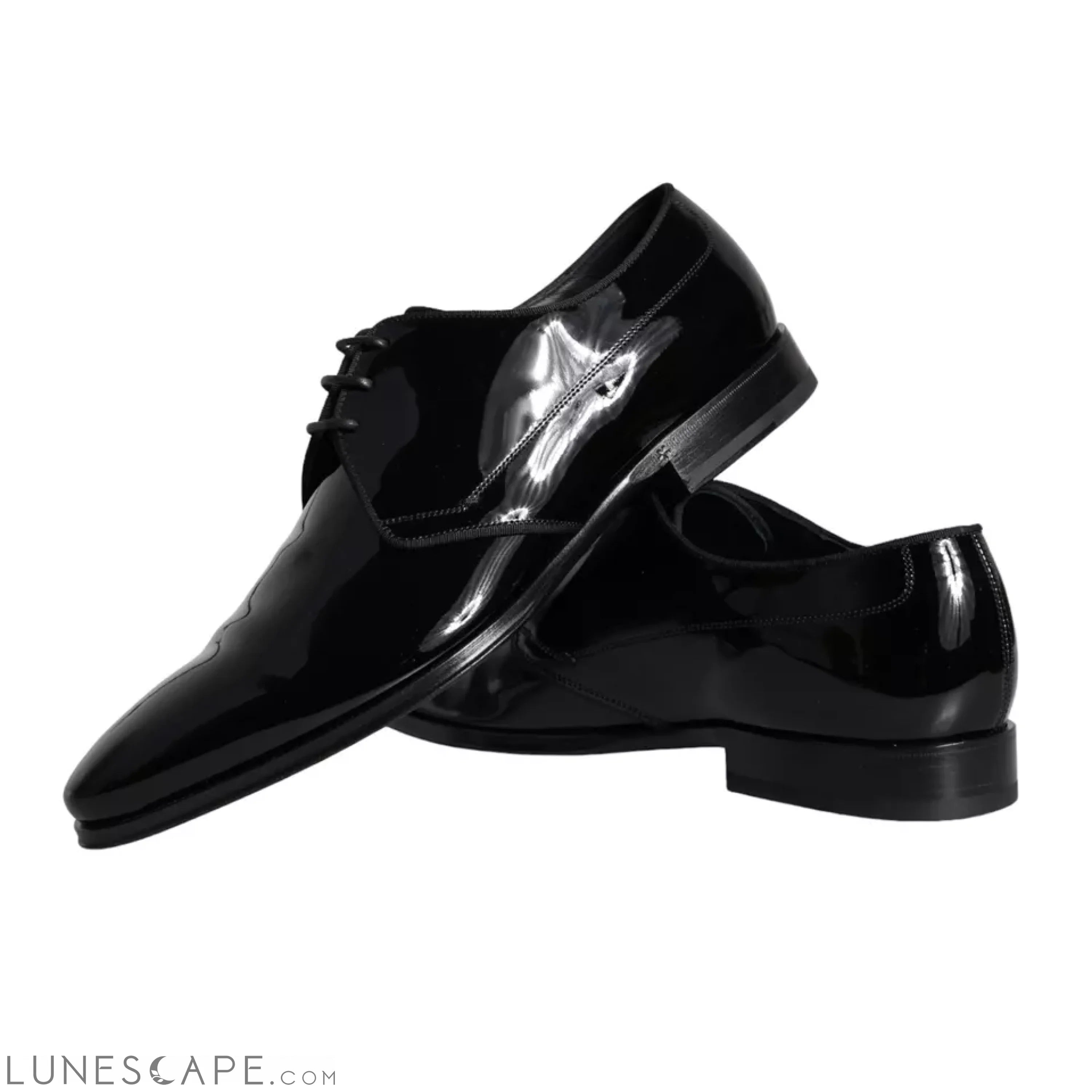 Dolce & Gabbana Black Calfskin Leather Derby Men Dress Shoes LUNESCAPE