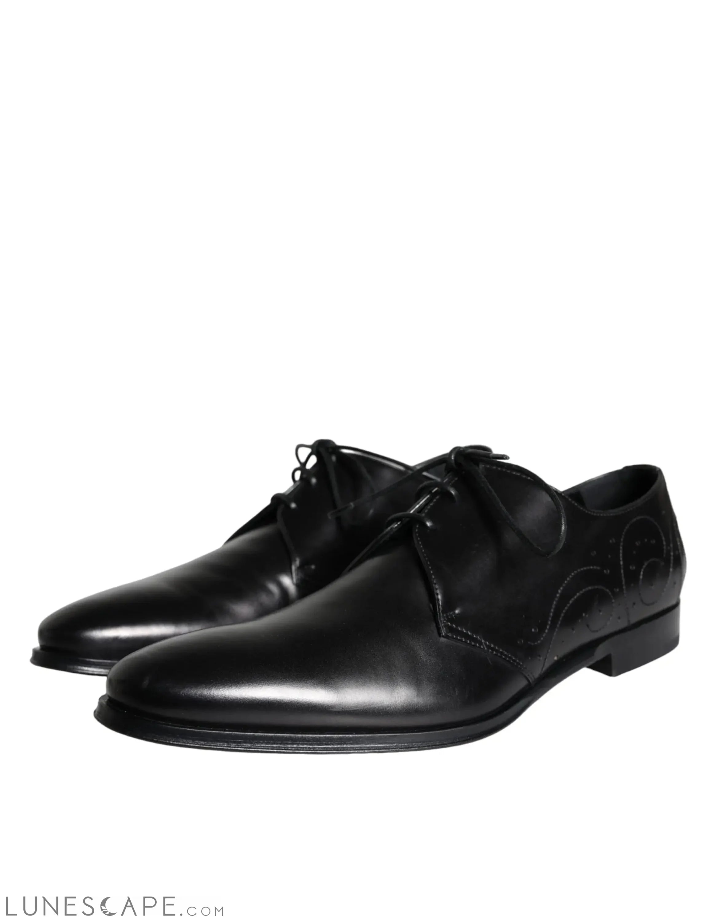 Dolce & Gabbana Black Calfskin Leather Derby Men Dress Shoes LUNESCAPE