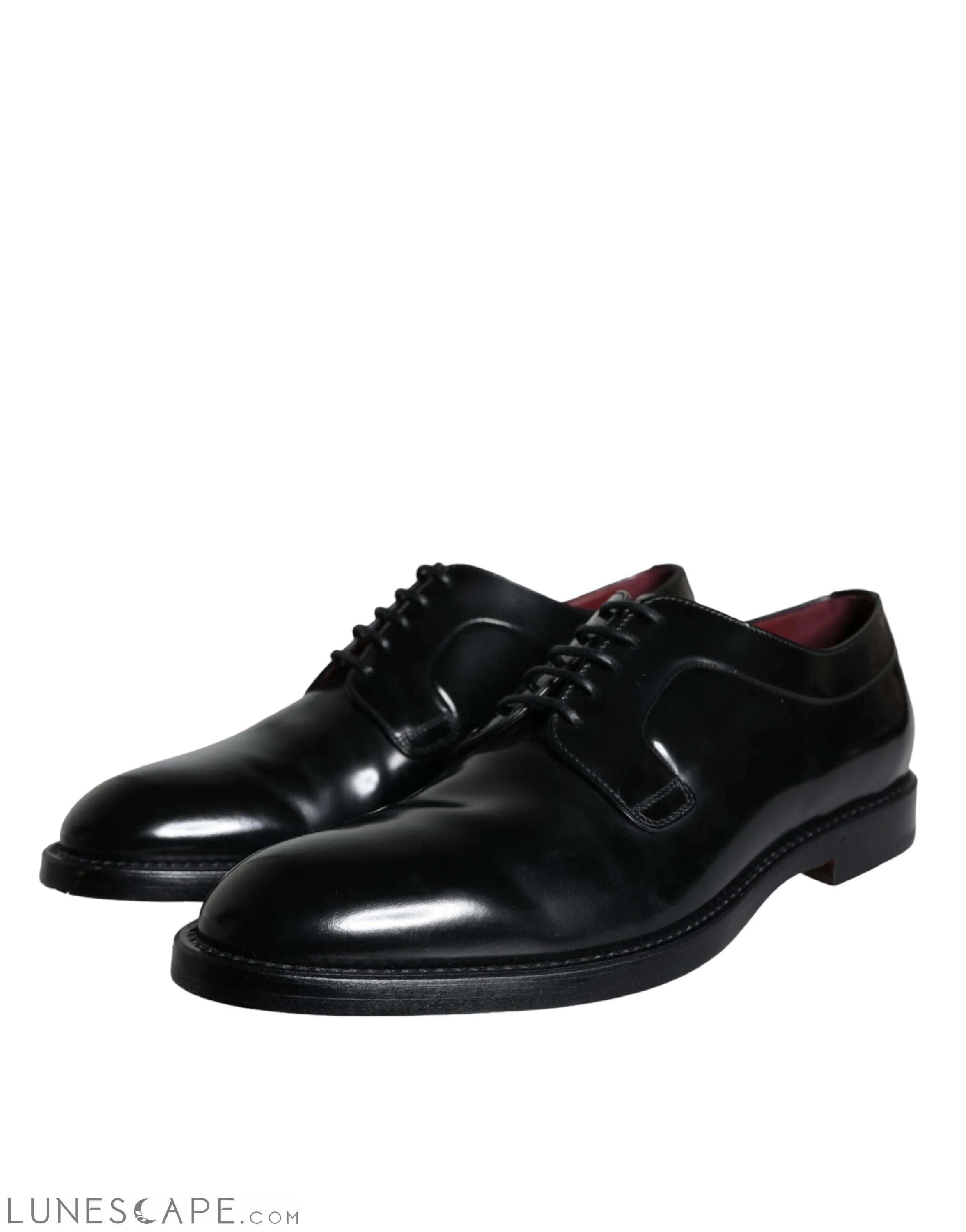 Dolce & Gabbana Black Calfskin Leather Derby Men Dress Shoes LUNESCAPE