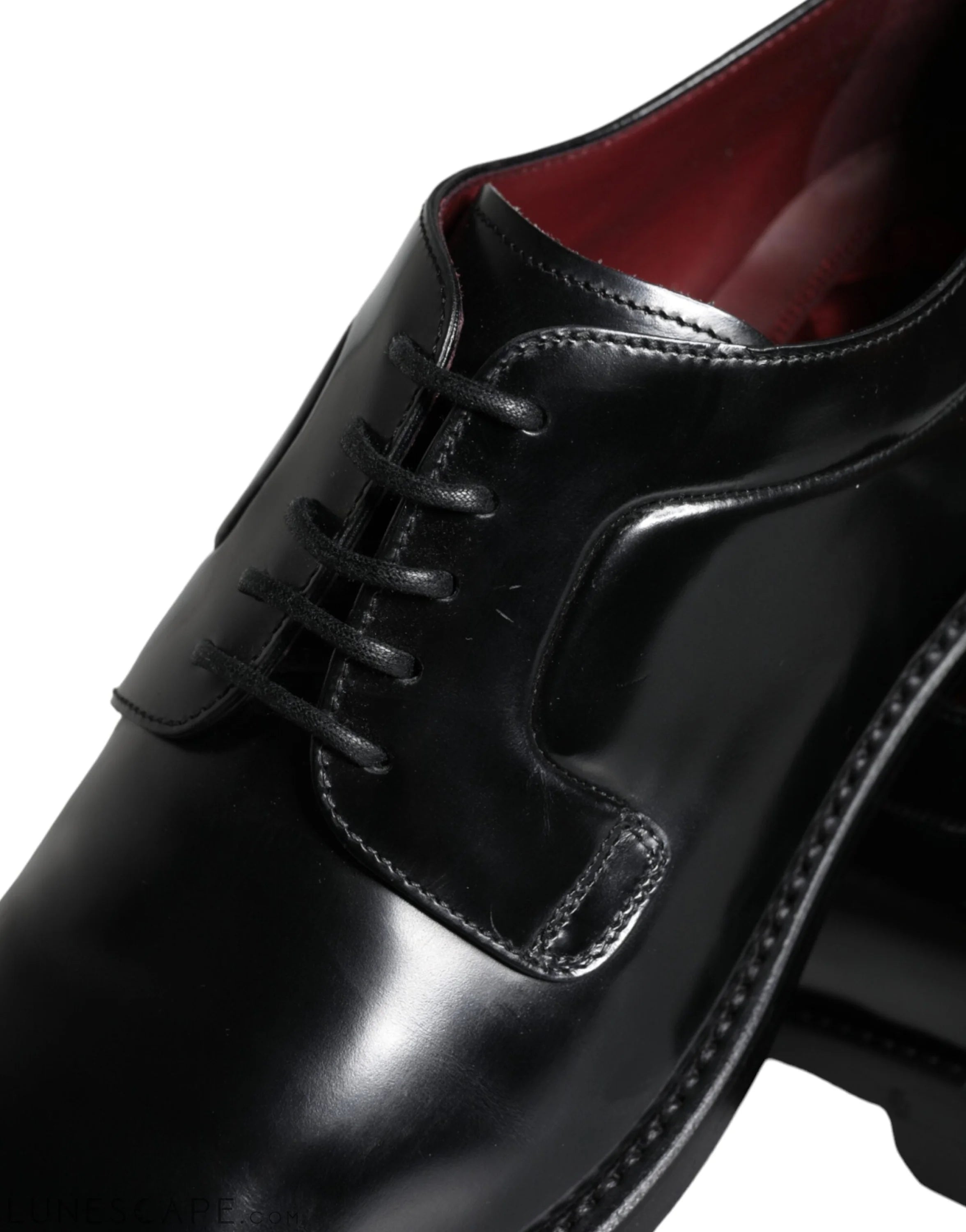 Dolce & Gabbana Black Calfskin Leather Derby Men Dress Shoes LUNESCAPE