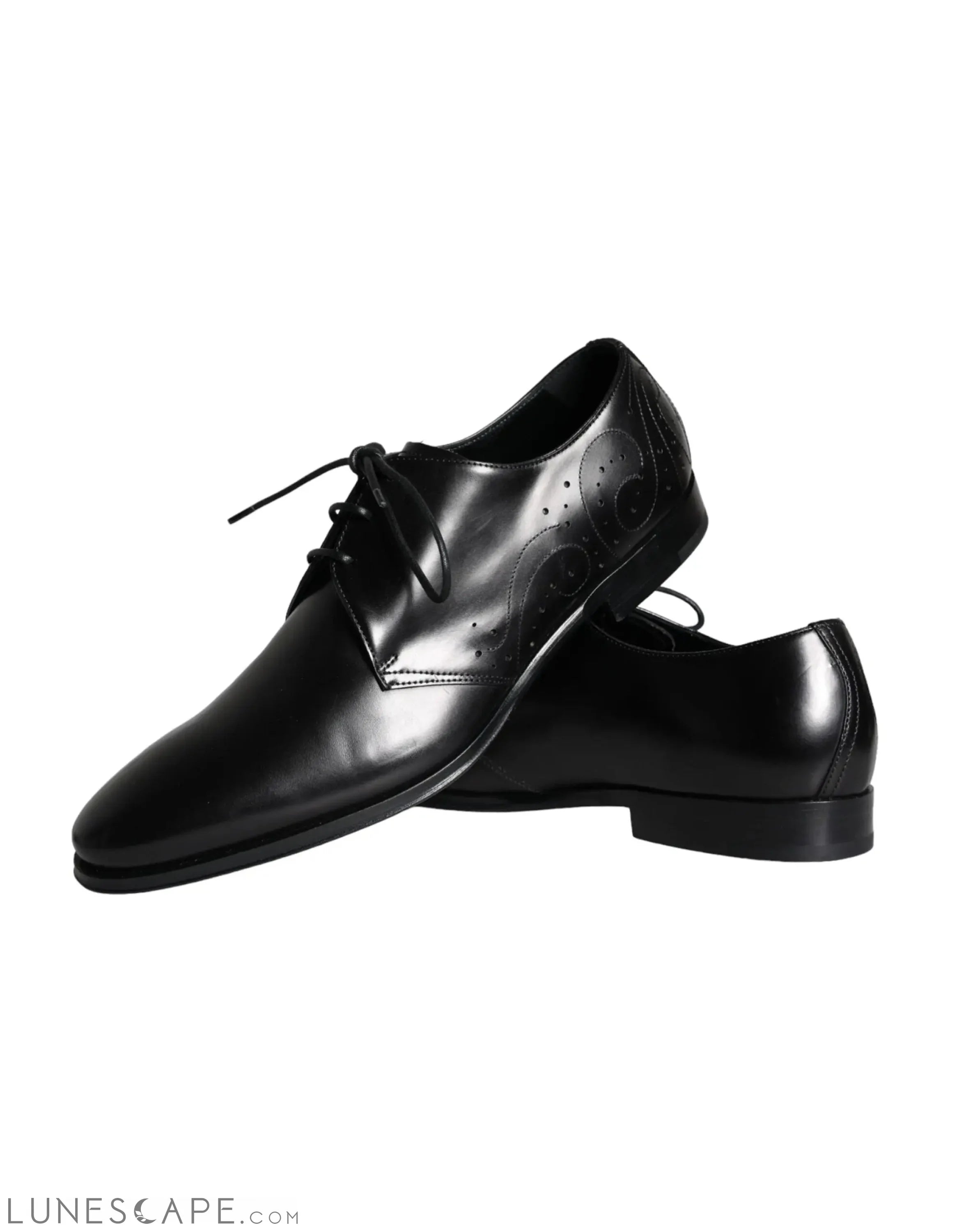 Dolce & Gabbana Black Calfskin Leather Derby Men Dress Shoes LUNESCAPE