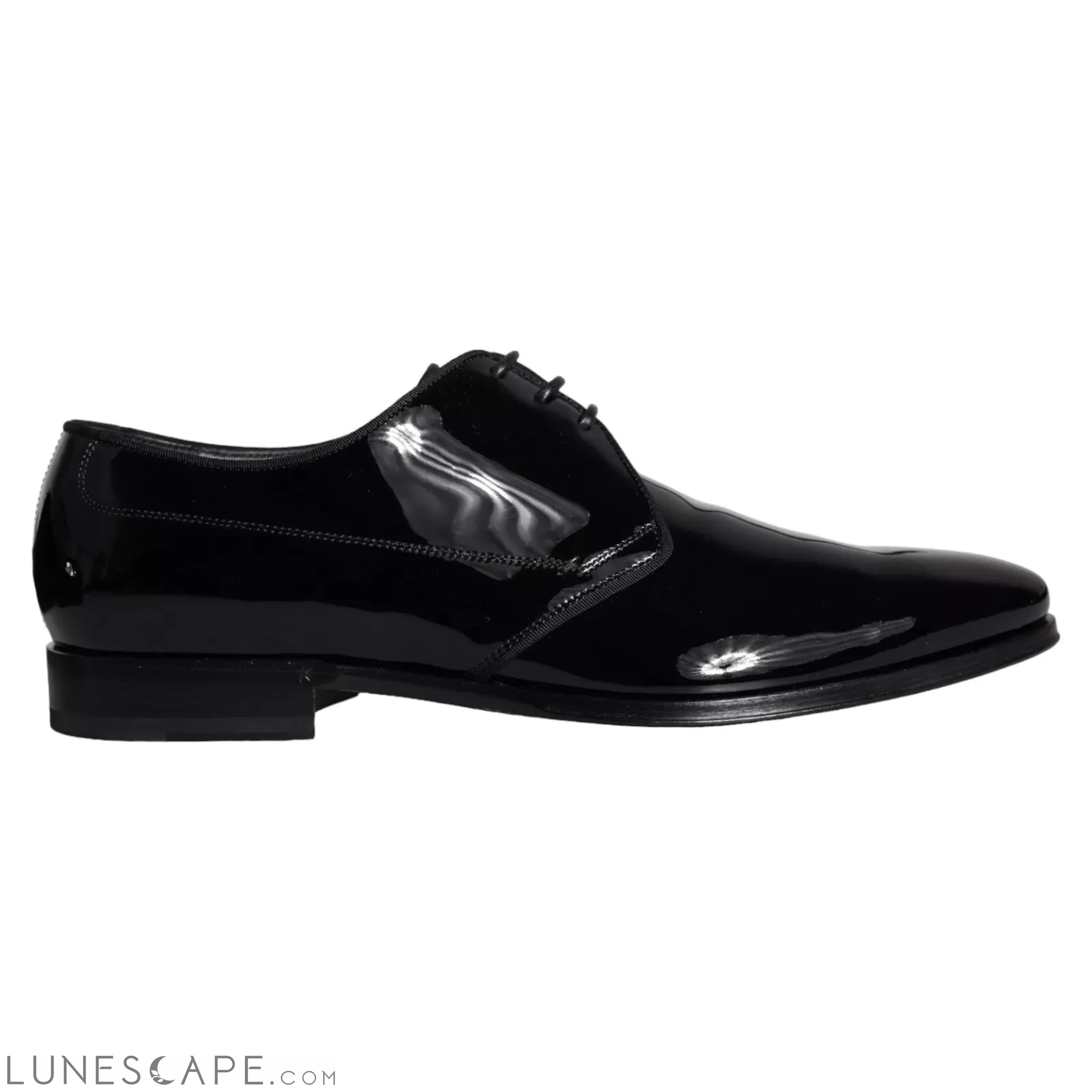 Dolce & Gabbana Black Calfskin Leather Derby Men Dress Shoes LUNESCAPE