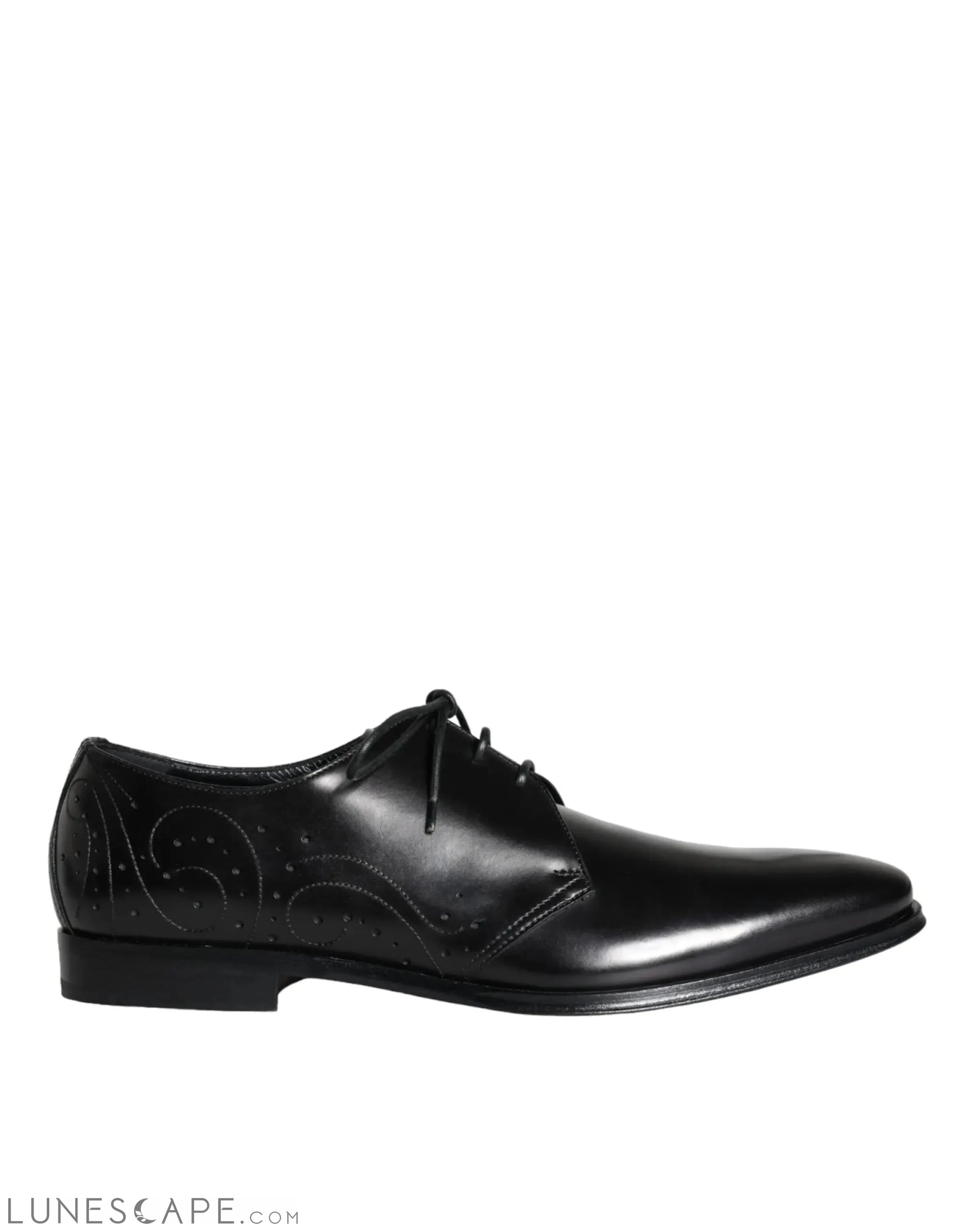 Dolce & Gabbana Black Calfskin Leather Derby Men Dress Shoes LUNESCAPE