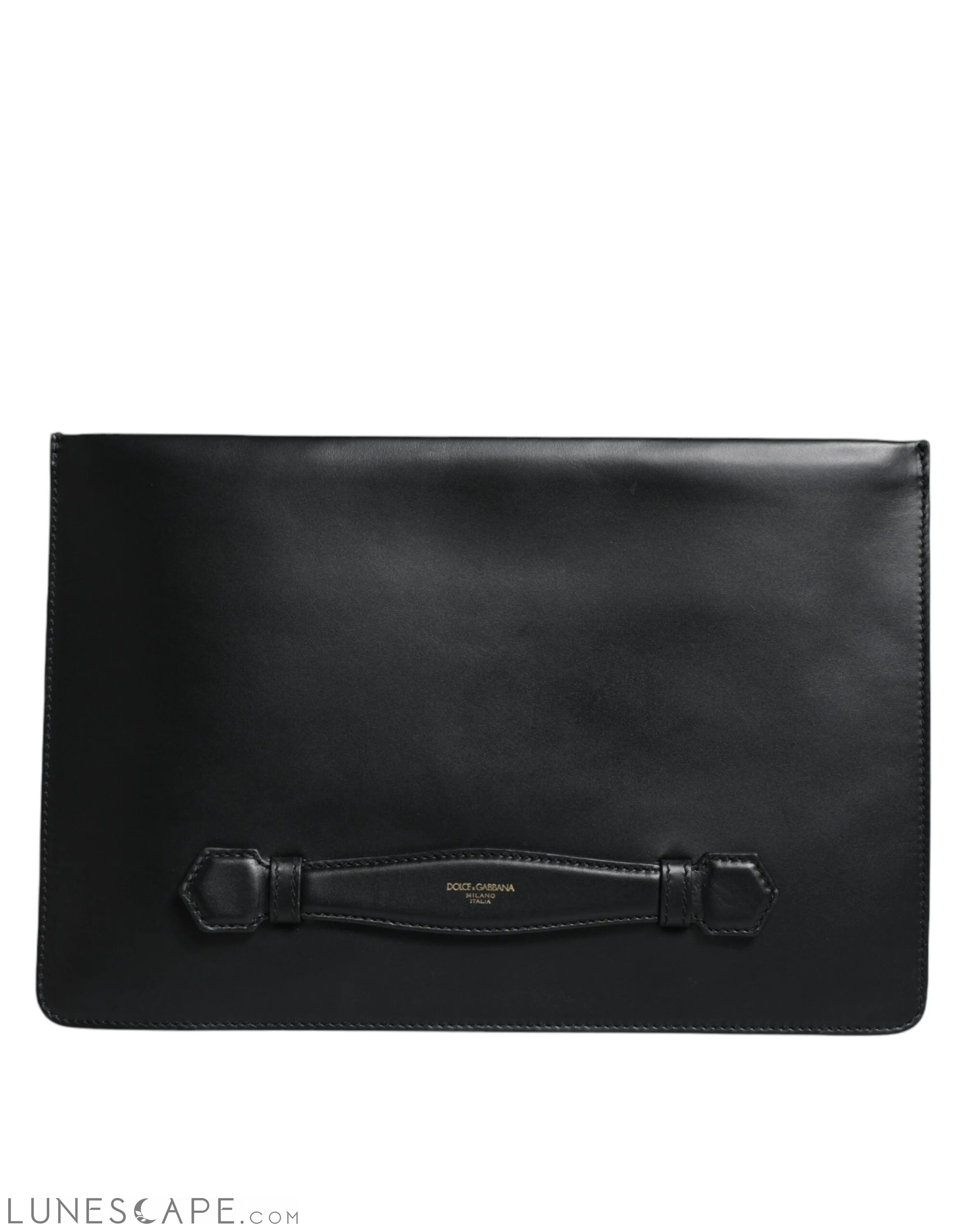 Dolce & Gabbana Black Calfskin Leather Mediterranean Zipper Folio LUNESCAPE