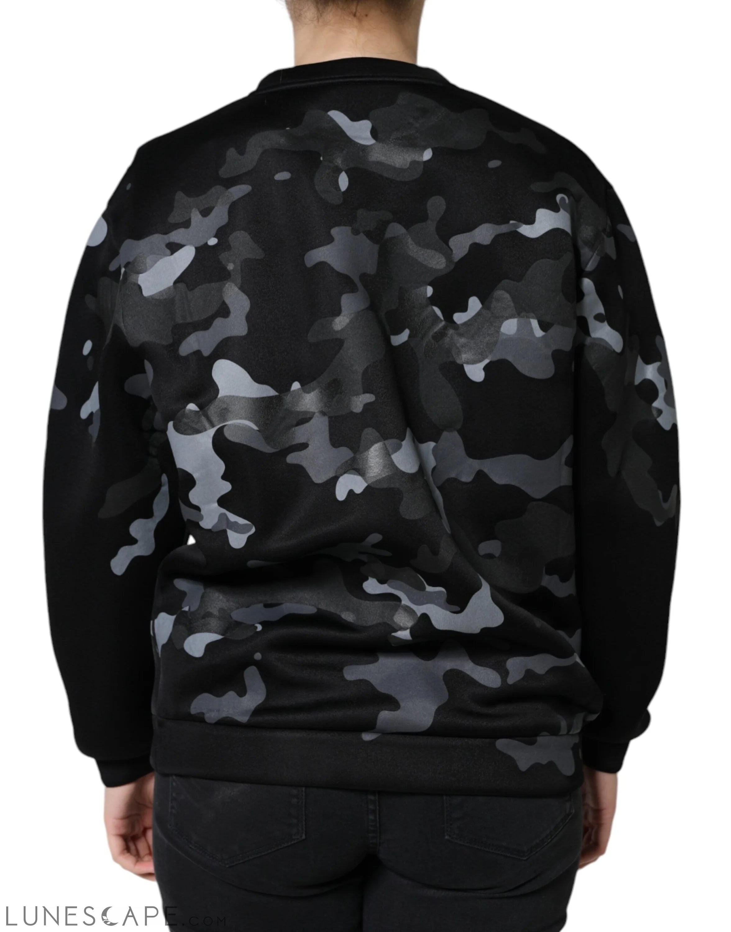Dolce & Gabbana Black Camouflage Round Neck Women's Sweatshirt LUNESCAPE