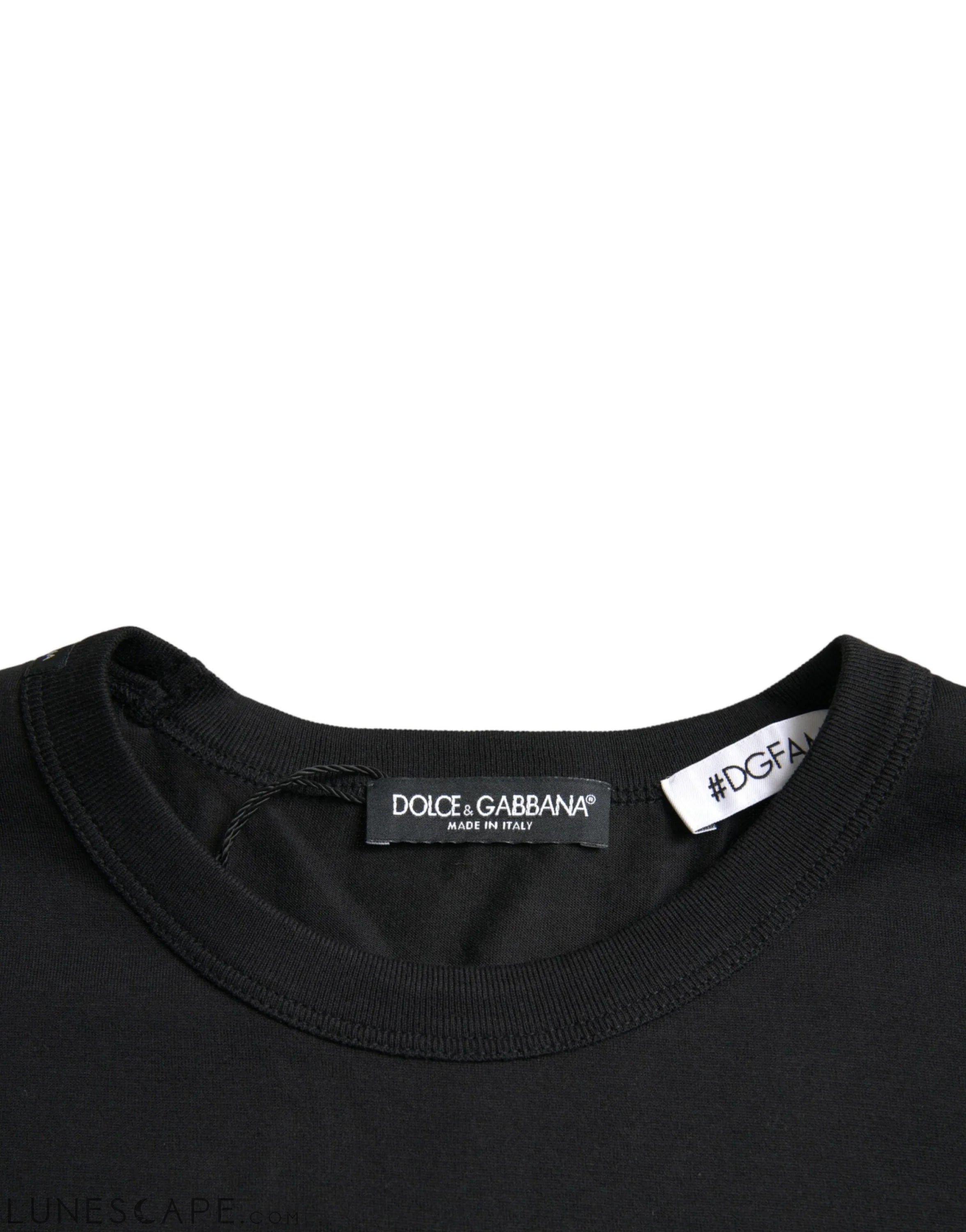 Dolce & Gabbana Black #DGFamily Cotton Crew Neck T-shirt LUNESCAPE