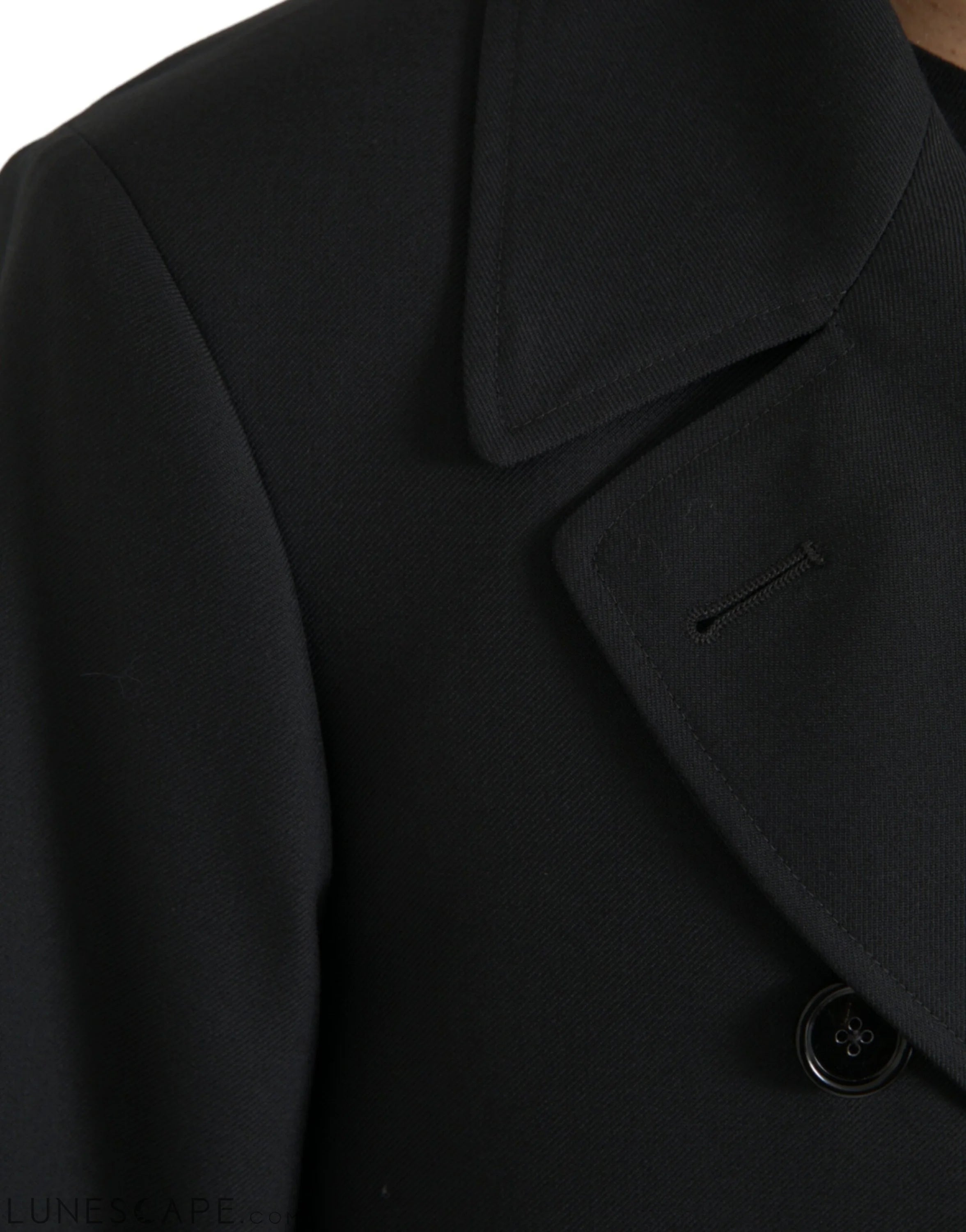Dolce & Gabbana Black Double Breasted Trench Coat Jacket LUNESCAPE