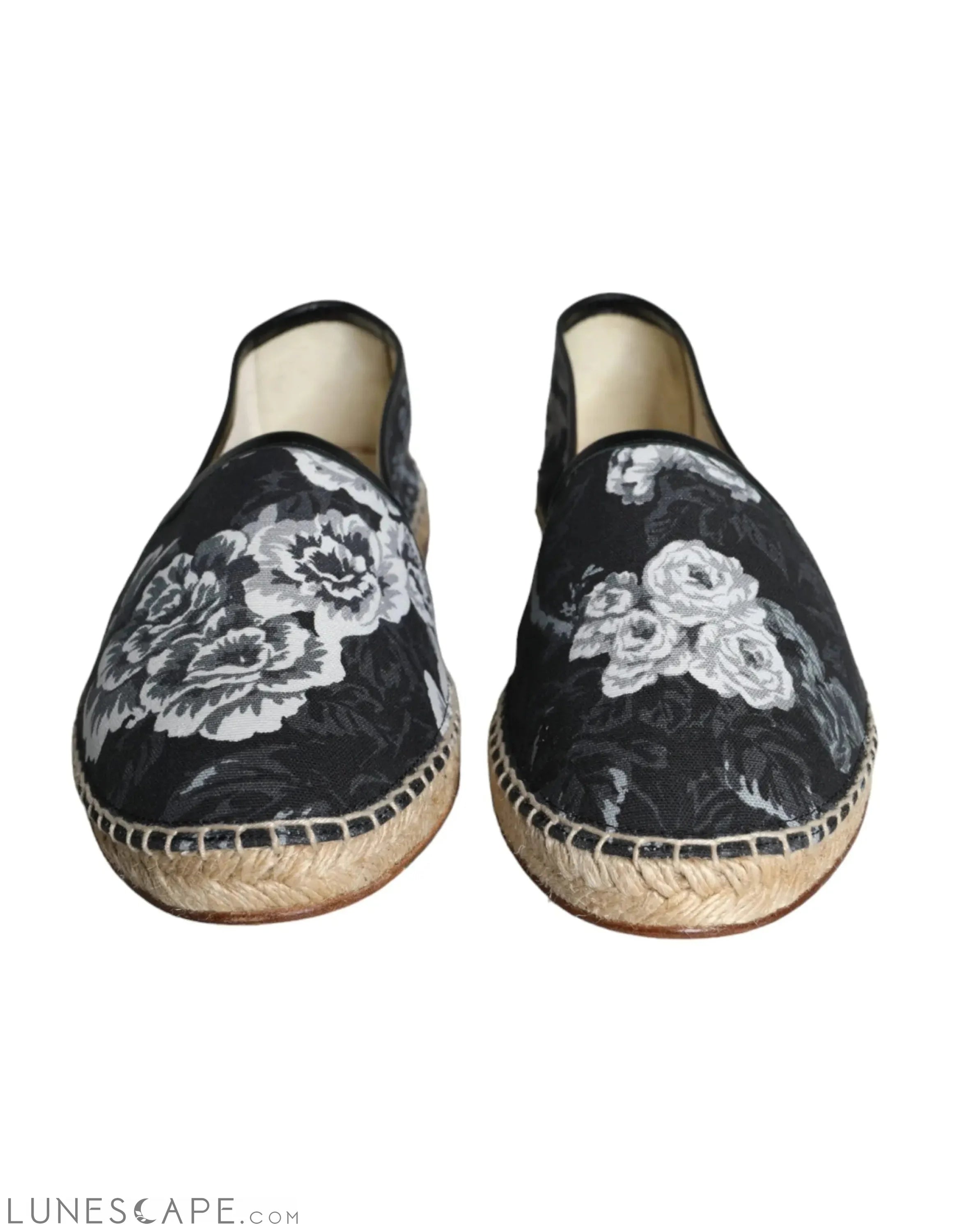 Dolce & Gabbana Black Floral Cotton Leather Mens Espadrilles Shoes LUNESCAPE