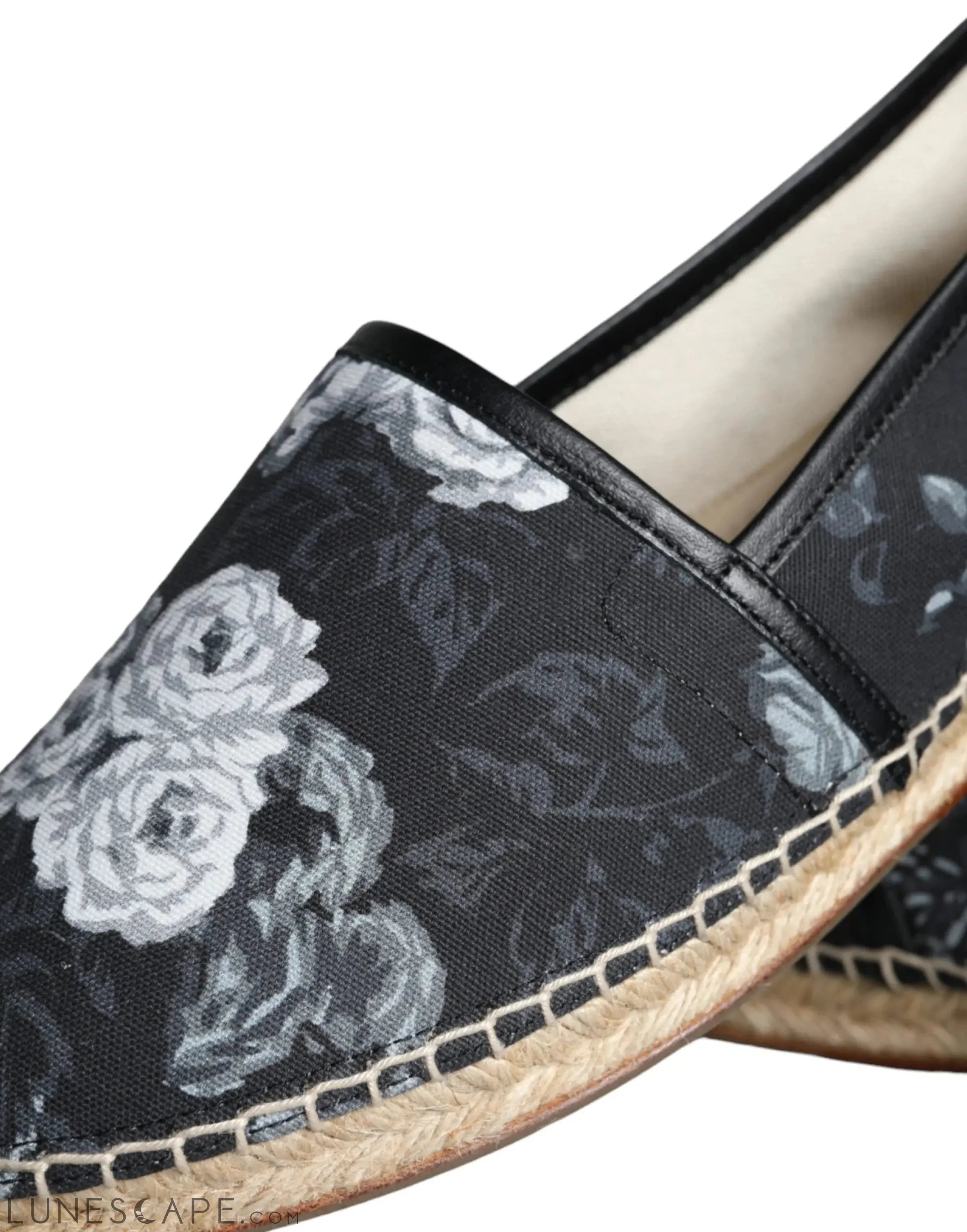 Dolce & Gabbana Black Floral Cotton Leather Mens Espadrilles Shoes LUNESCAPE