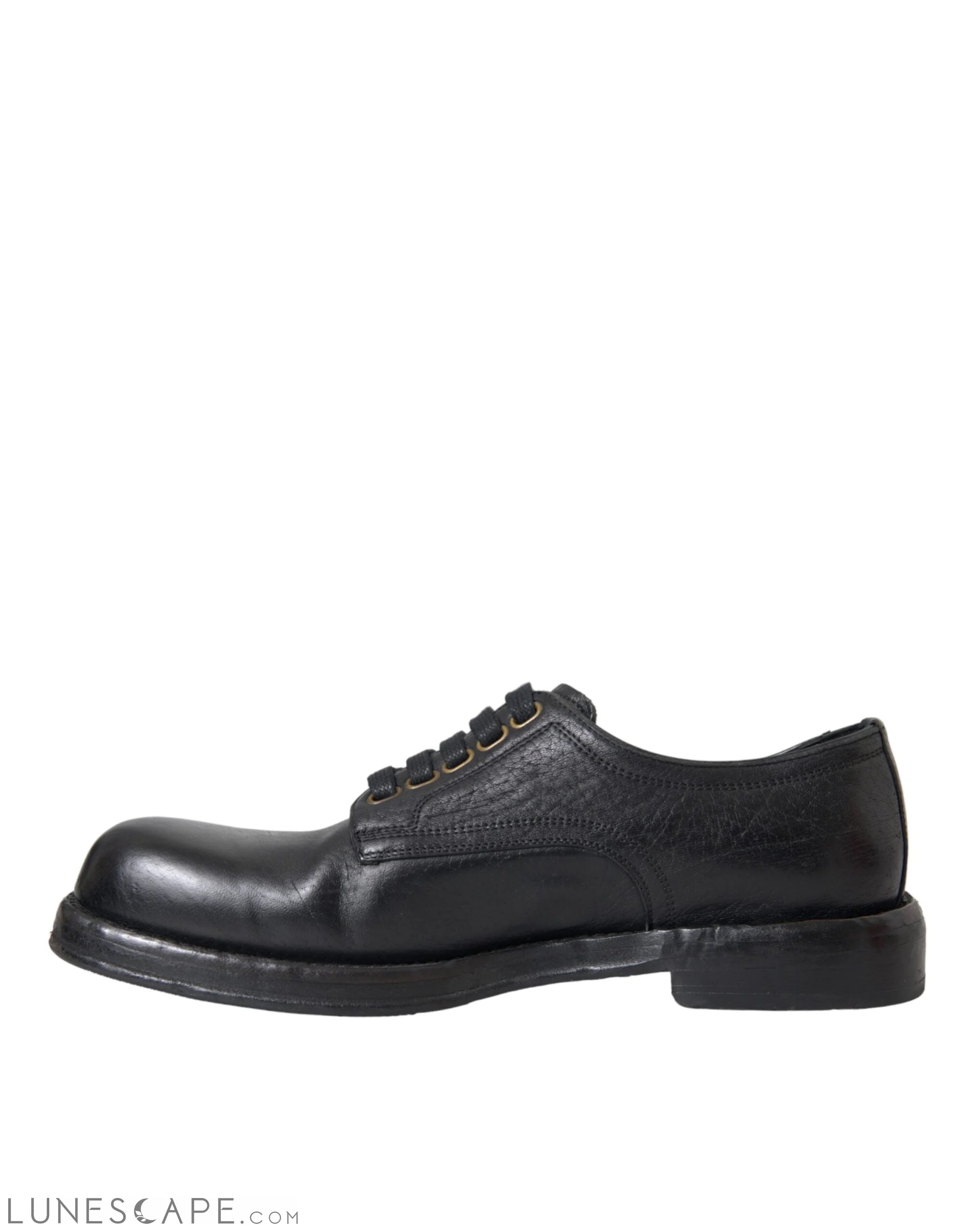 Dolce & Gabbana Black Horse Leather Derby Men Dress Shoes LUNESCAPE