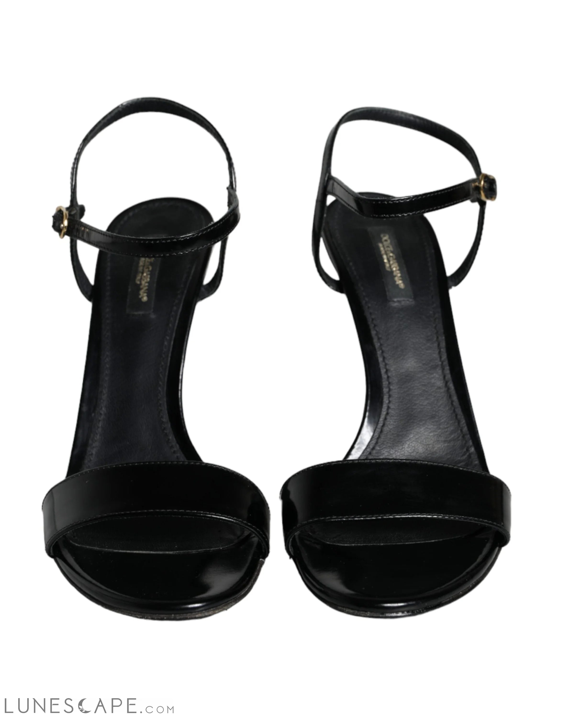 Dolce & Gabbana Black KEIRA Leather Heels Sandals Shoes LUNESCAPE