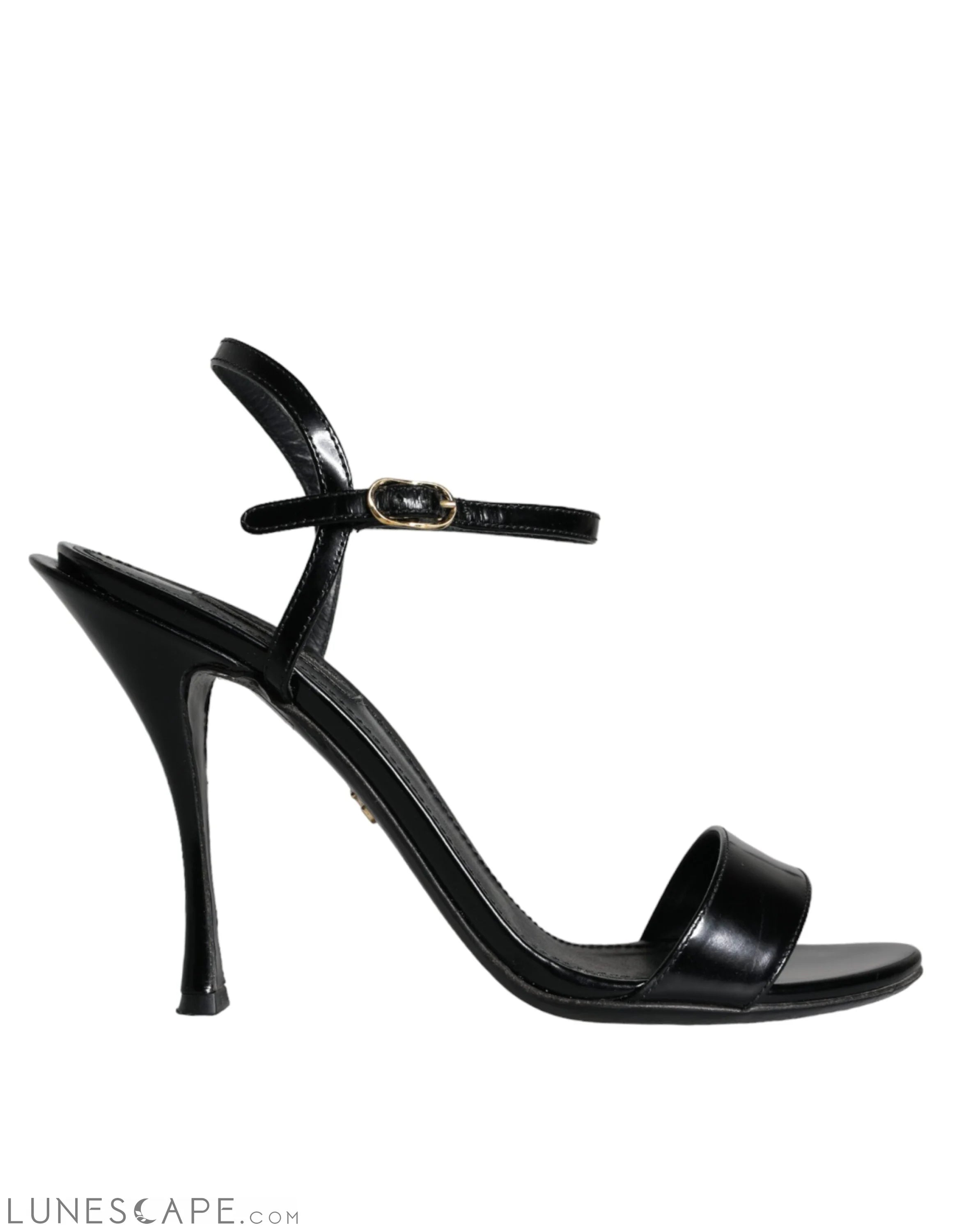 Dolce & Gabbana Black KEIRA Leather Heels Sandals Shoes LUNESCAPE
