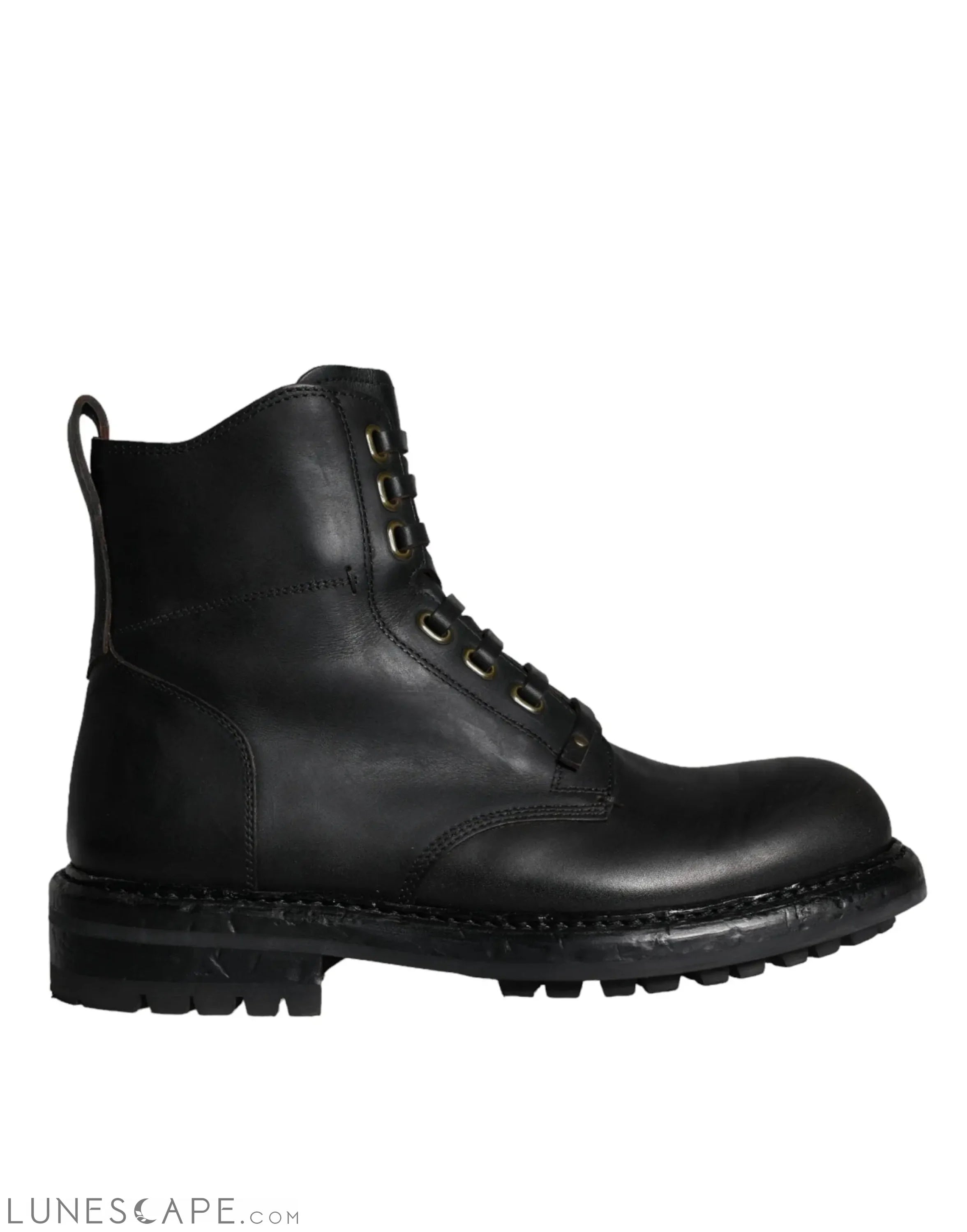 Dolce & Gabbana Black Lace Up Mid Calf Boots Men LUNESCAPE