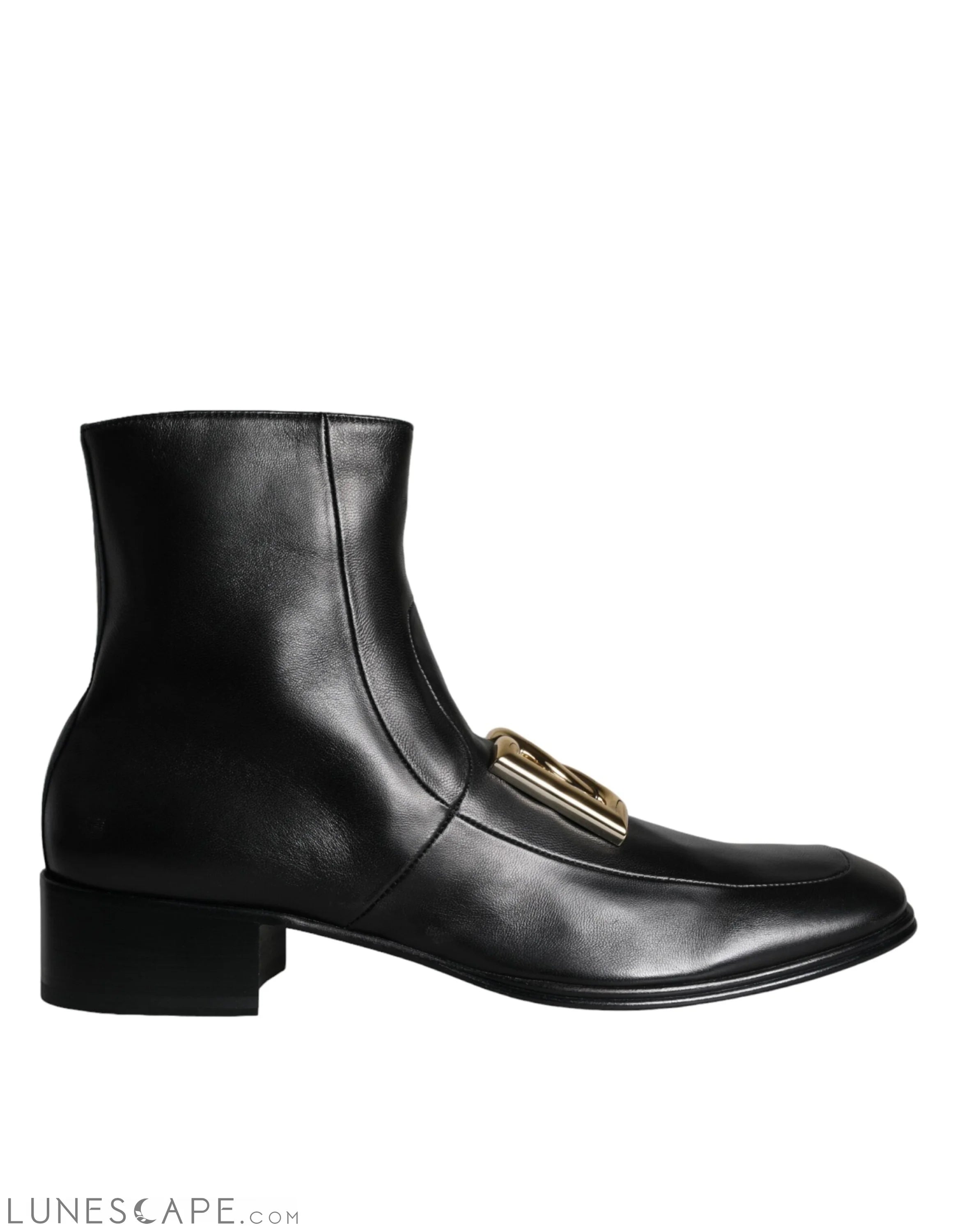 Dolce & Gabbana Black Lambskin Leather Men Ankle Boots LUNESCAPE