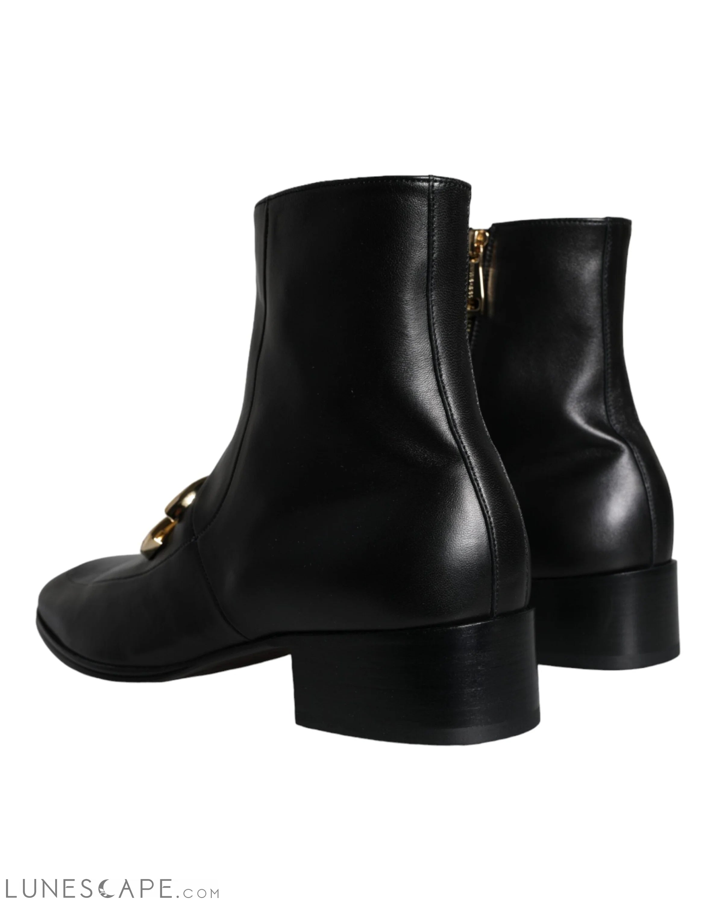 Dolce & Gabbana Black Lambskin Leather Men Ankle Boots LUNESCAPE