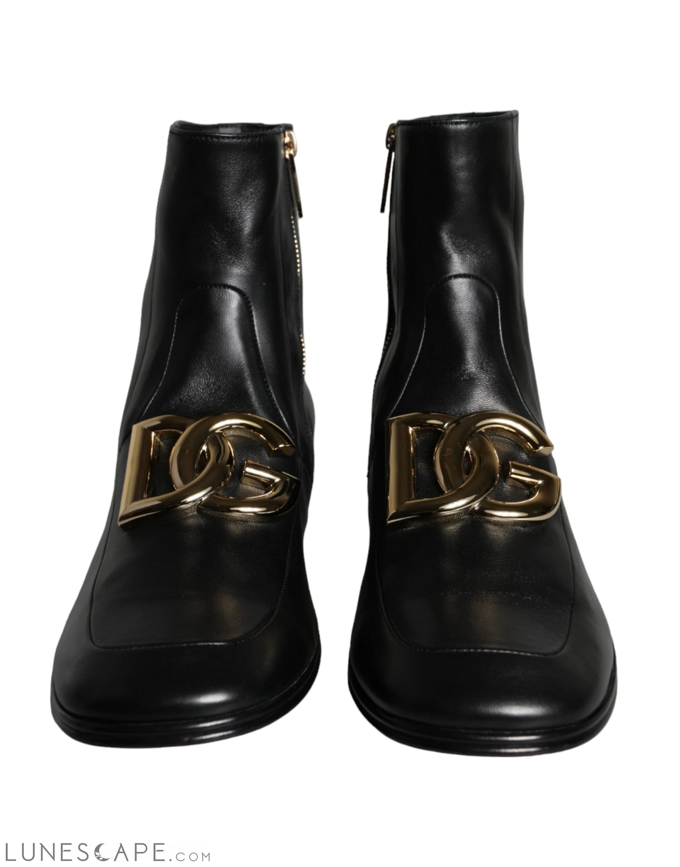 Dolce & Gabbana Black Lambskin Leather Men Ankle Boots LUNESCAPE