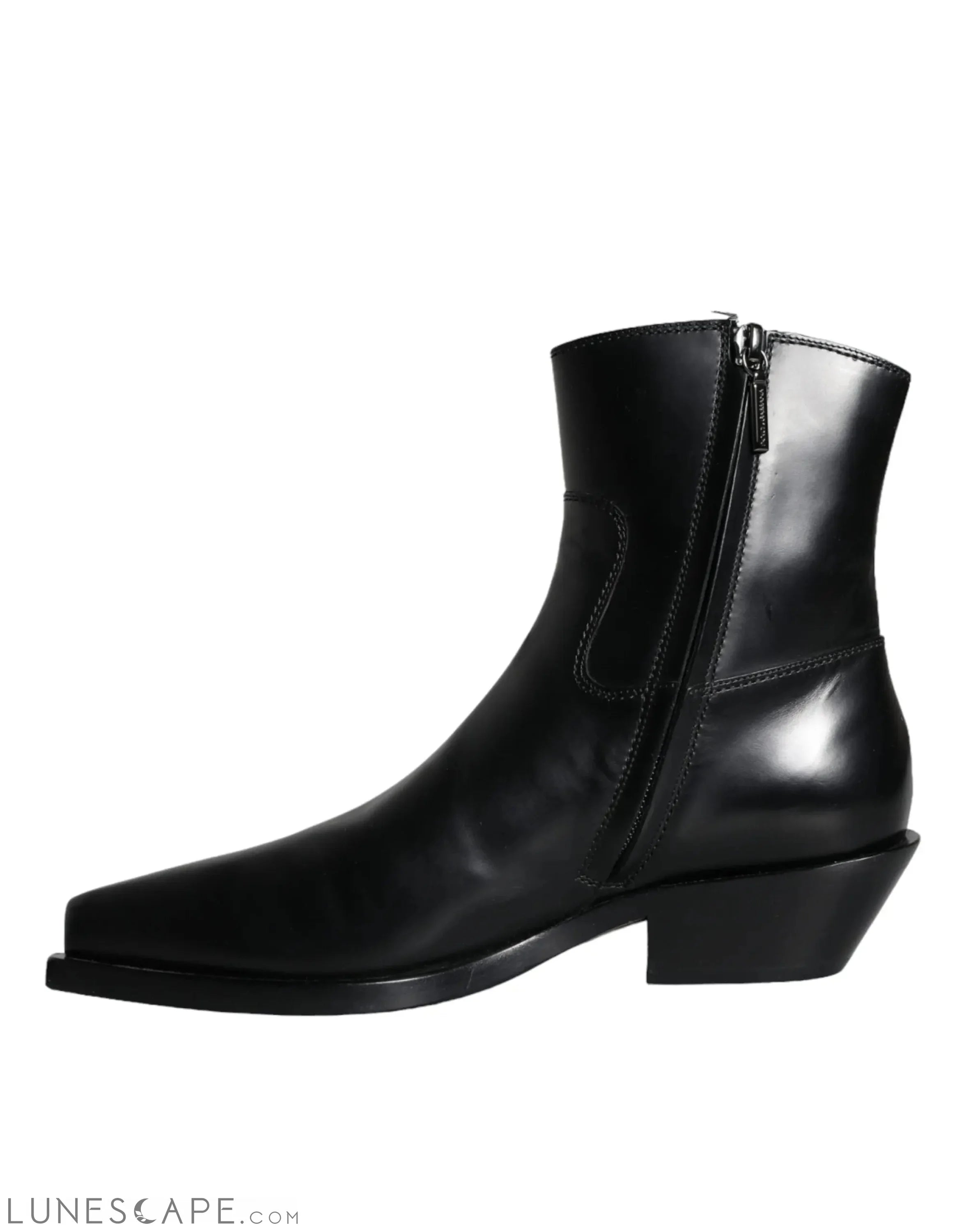 Dolce & Gabbana Black Leather Ankle Boots Booties LUNESCAPE