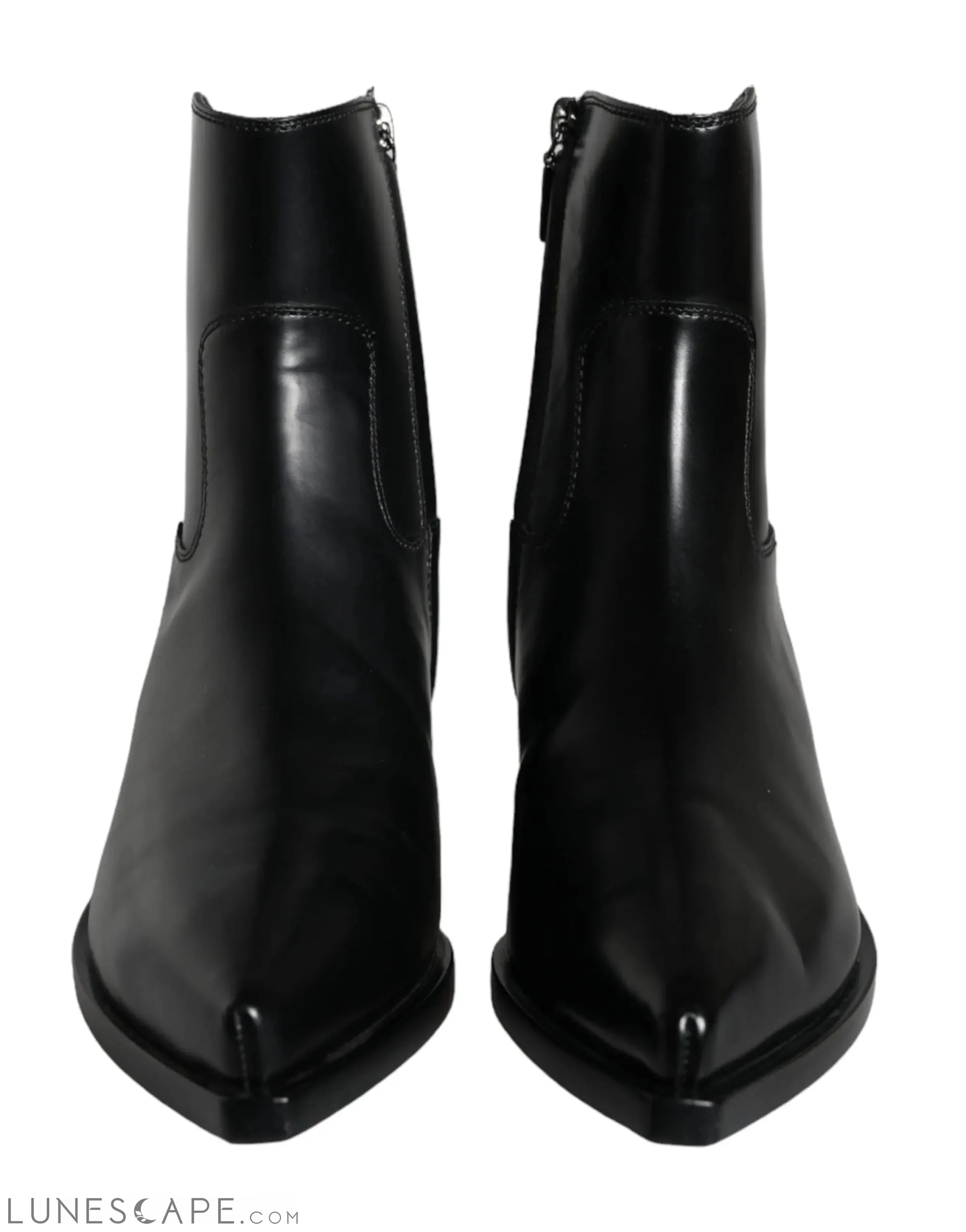 Dolce & Gabbana Black Leather Ankle Boots Booties LUNESCAPE