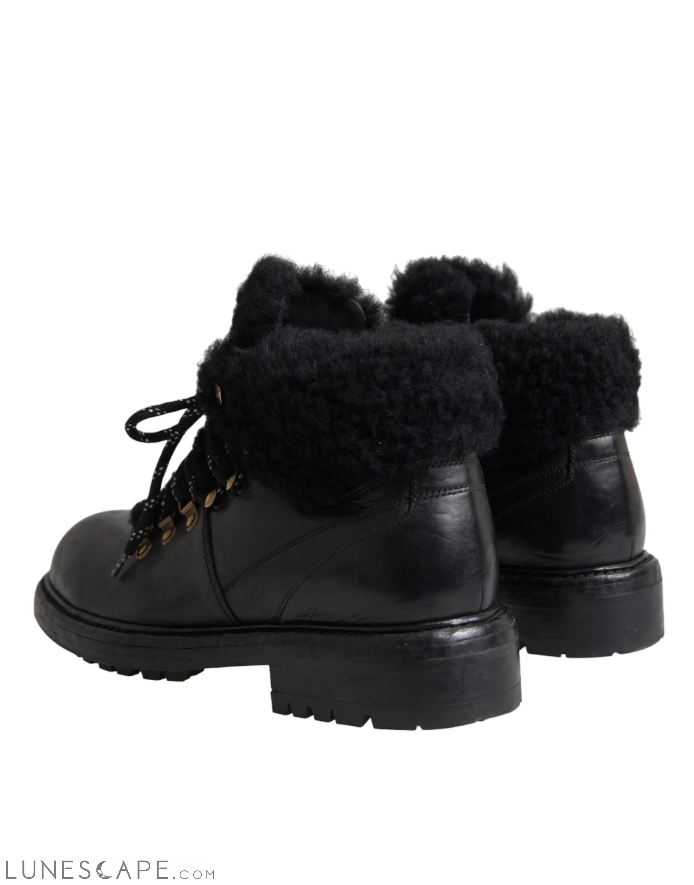 Dolce & Gabbana Black Leather Bernini Shearling Boots LUNESCAPE