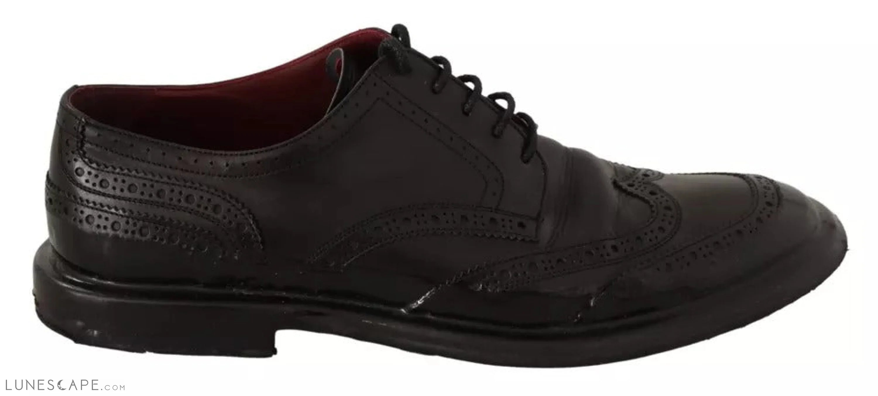 Dolce & Gabbana Black Leather Brogue Oxford Dress Shoes LUNESCAPE