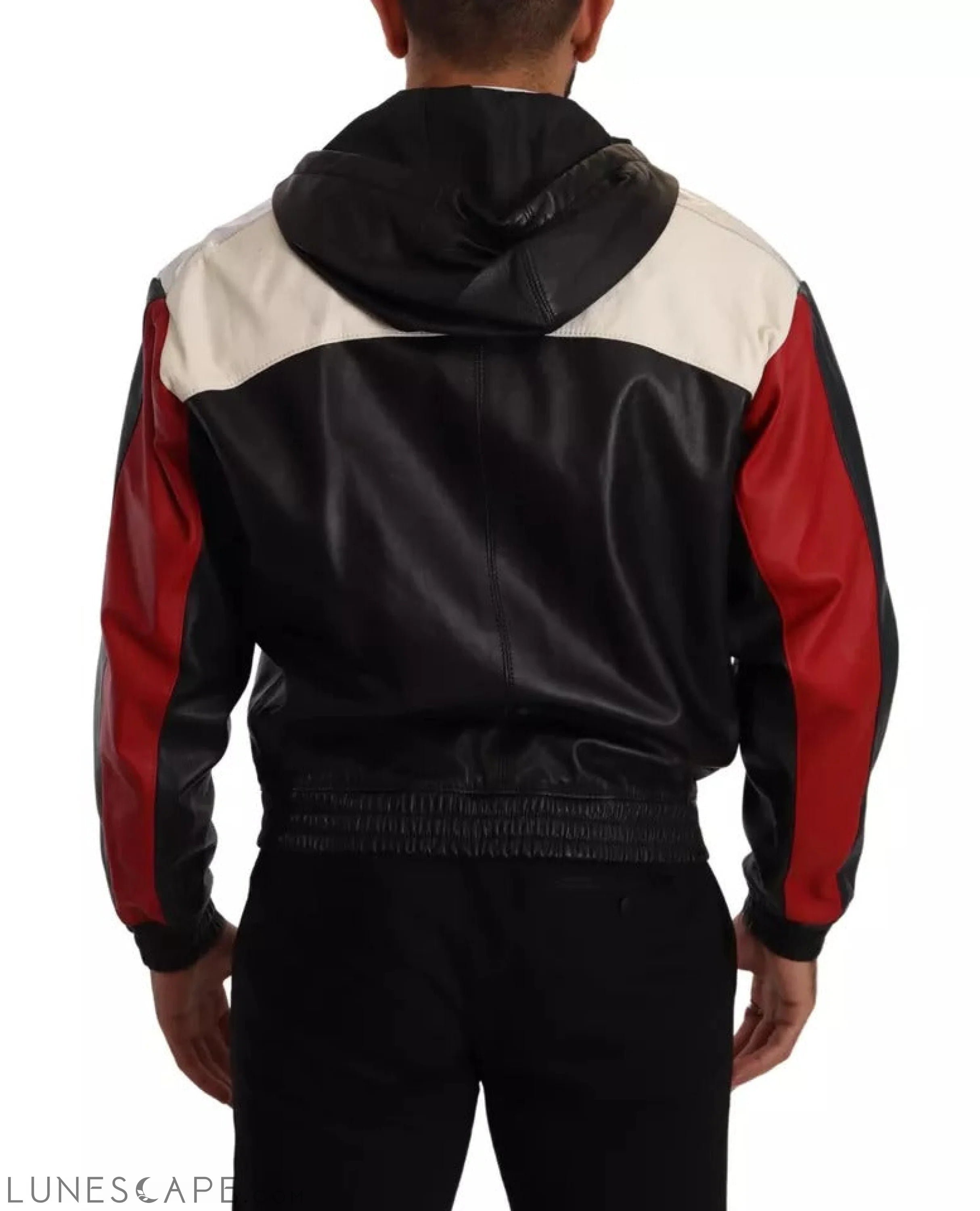 Dolce & Gabbana Black Leather Hooded Blouson Jacket LUNESCAPE