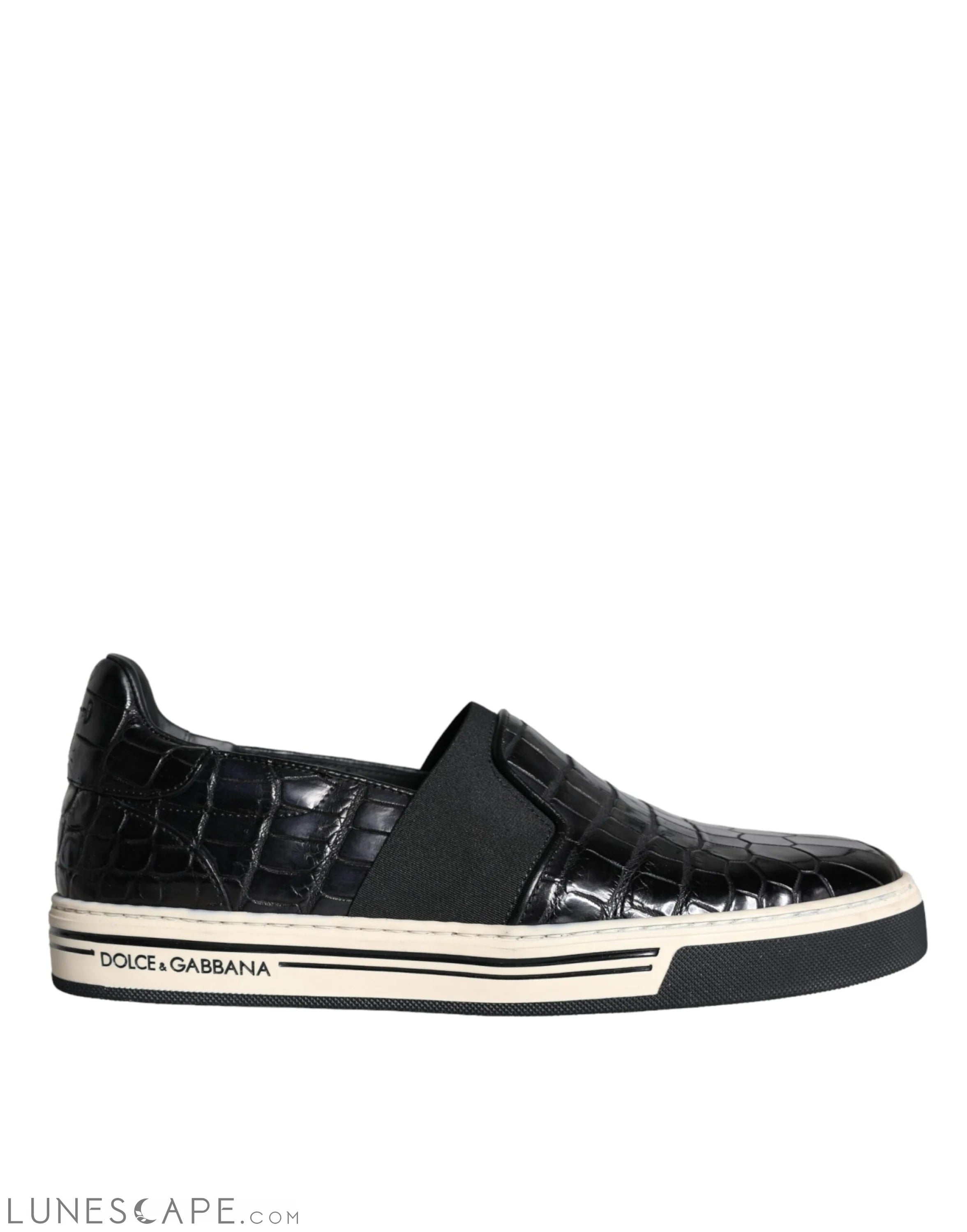 Dolce & Gabbana Black Leather Loafers Slippers Casual Shoes LUNESCAPE