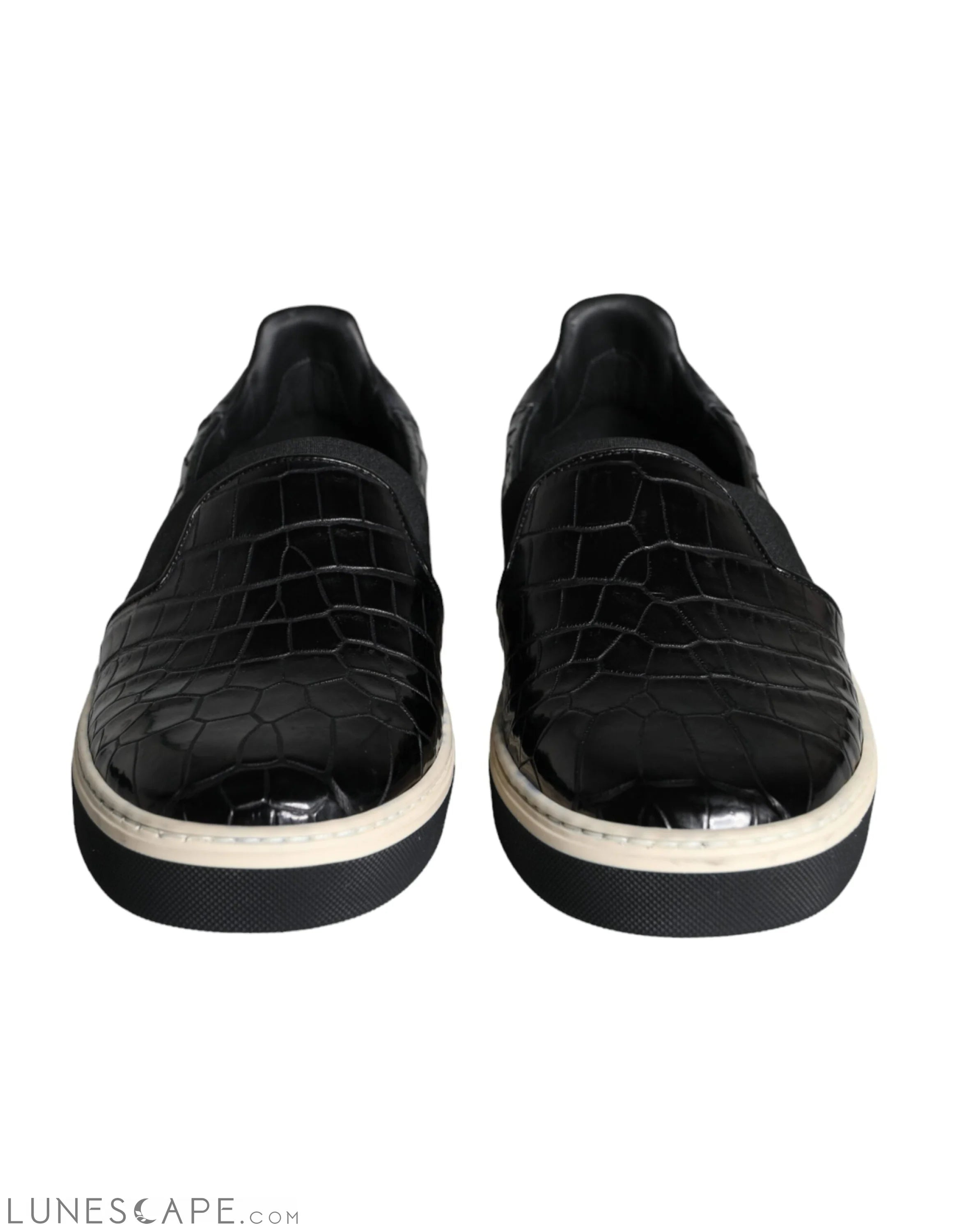 Dolce & Gabbana Black Leather Loafers Slippers Casual Shoes LUNESCAPE