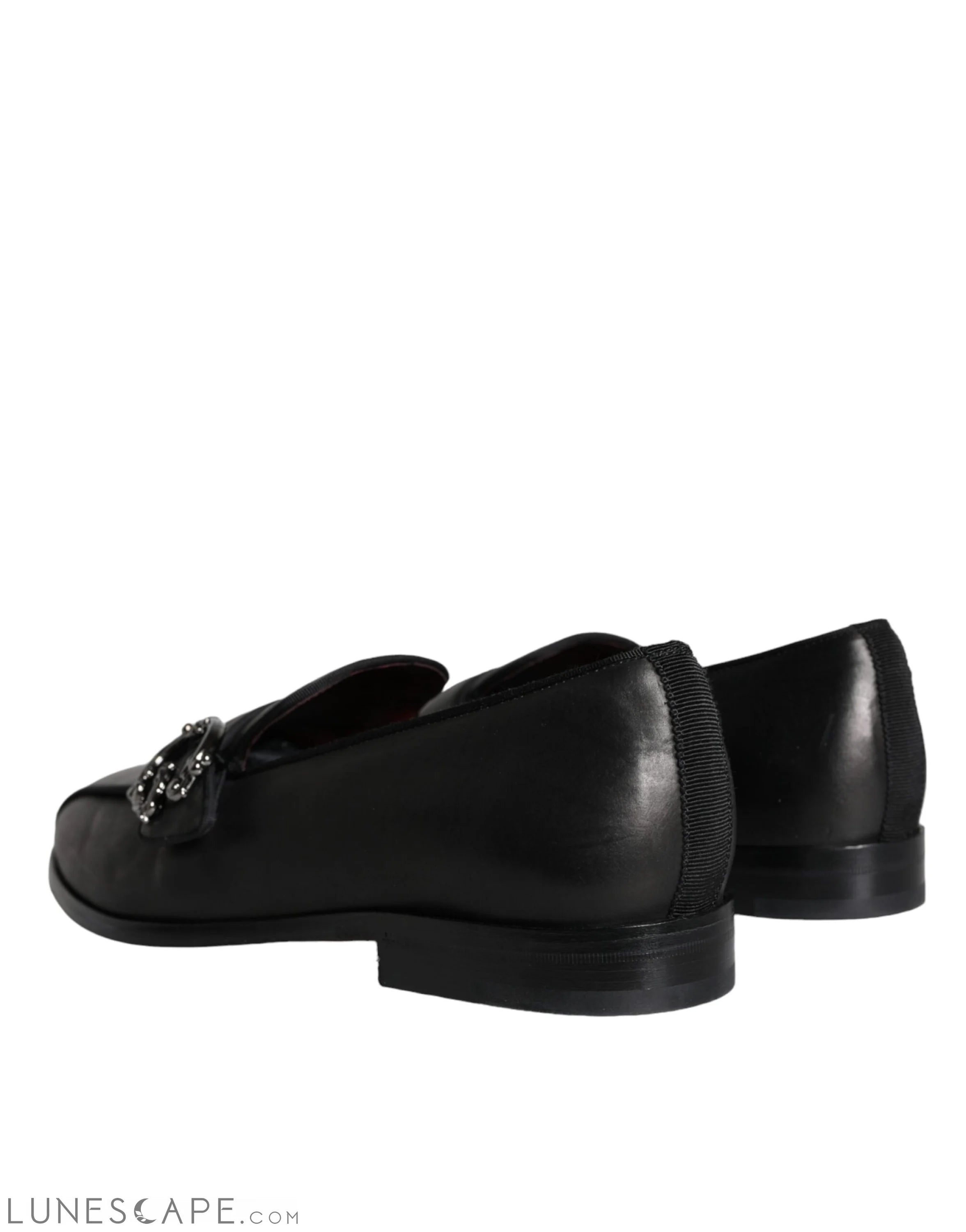 Dolce & Gabbana Black Leather Logo Loafers Men Dress Shoes LUNESCAPE