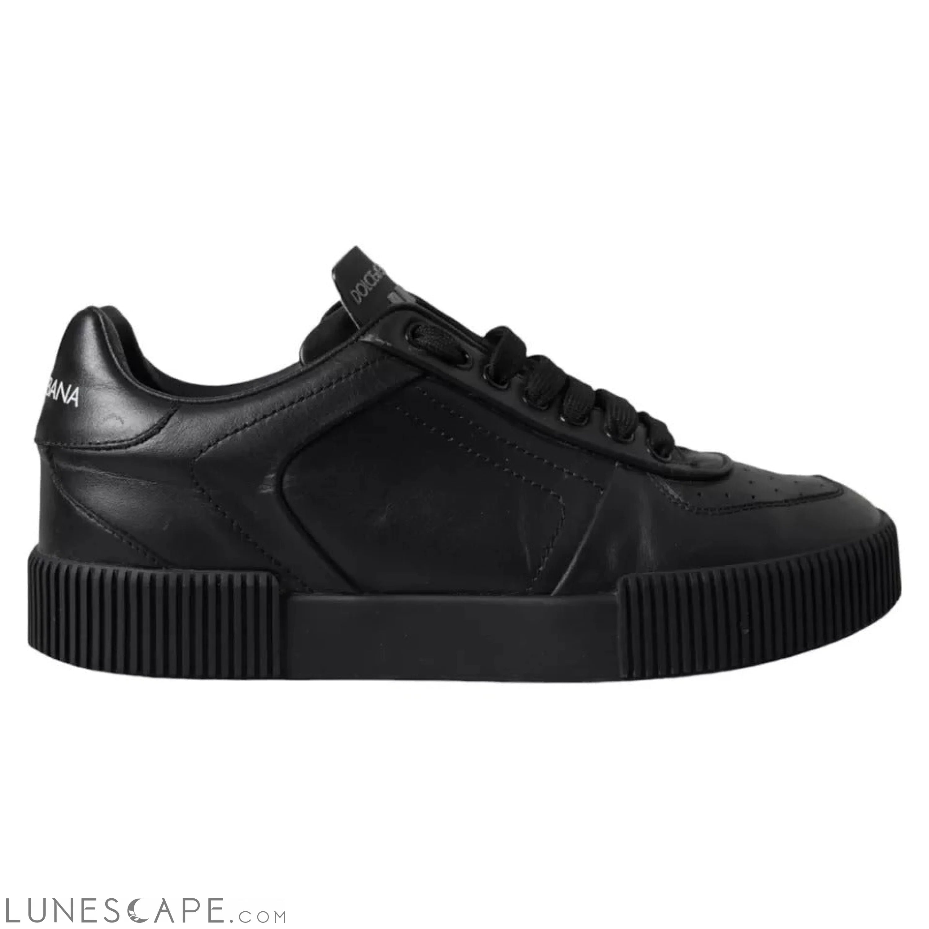 Dolce & Gabbana Black Leather Low Top Sneakers Men Shoes LUNESCAPE