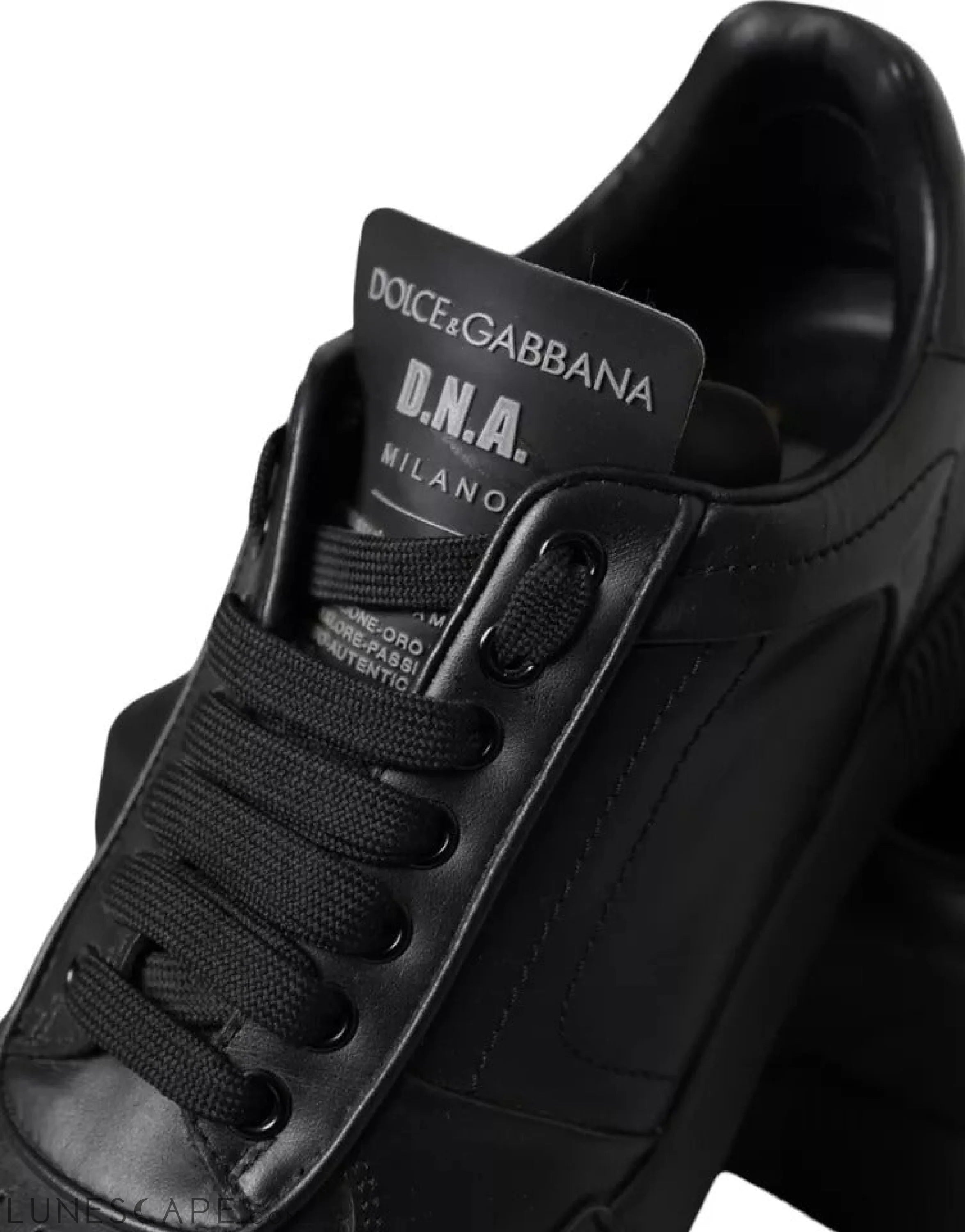 Dolce & Gabbana Black Leather Low Top Sneakers Men Shoes LUNESCAPE