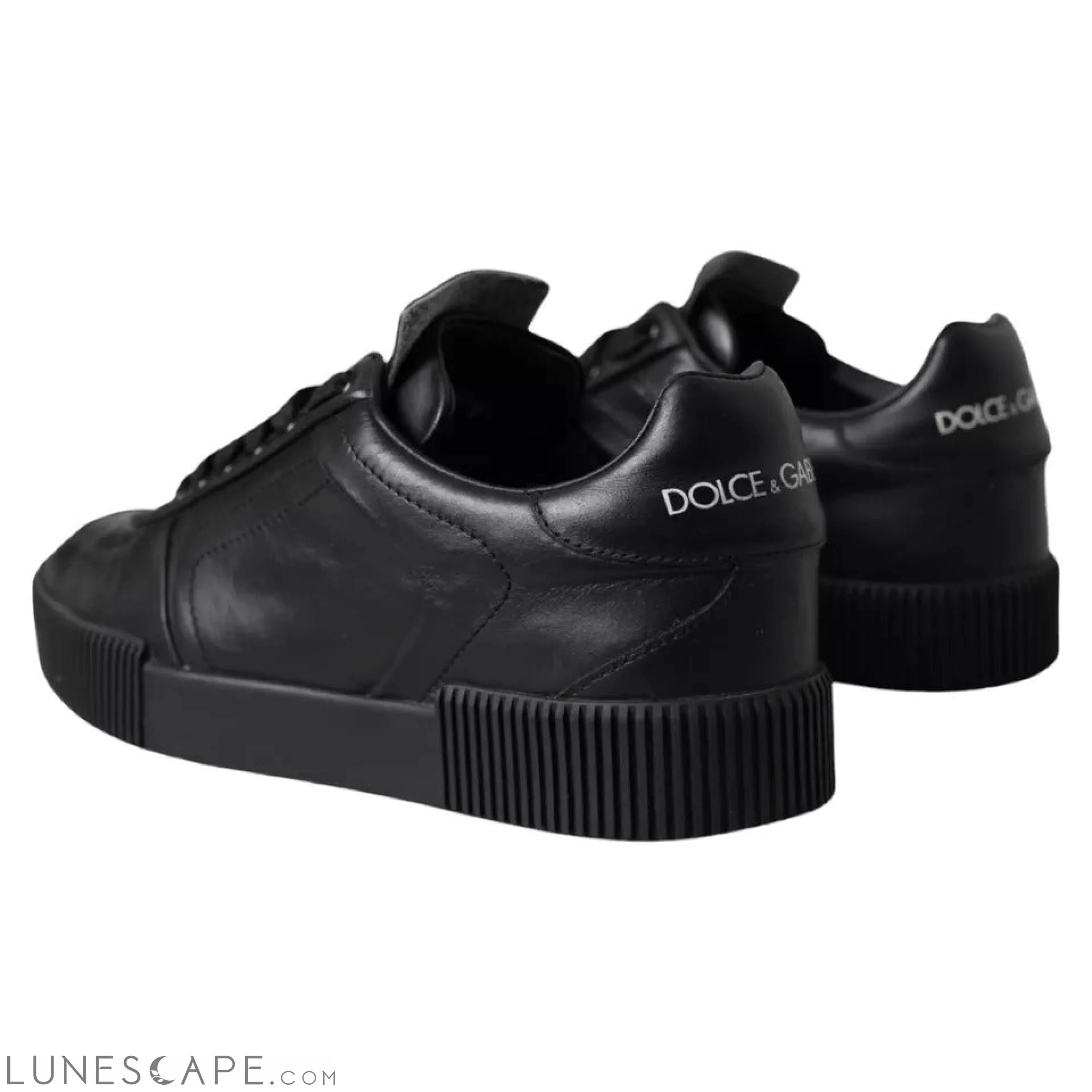 Dolce & Gabbana Black Leather Low Top Sneakers Men Shoes LUNESCAPE