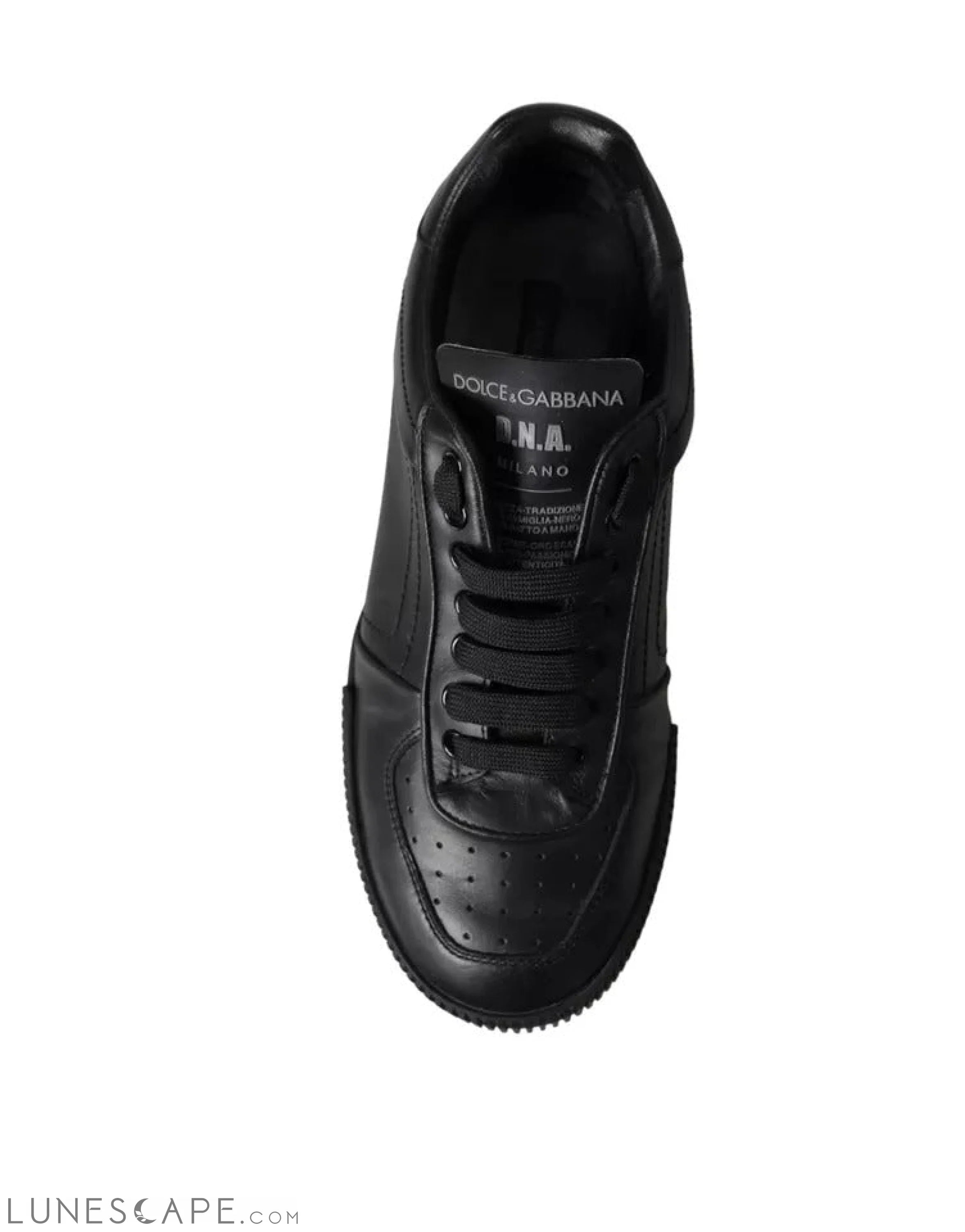 Dolce & Gabbana Black Leather Low Top Sneakers Men Shoes LUNESCAPE