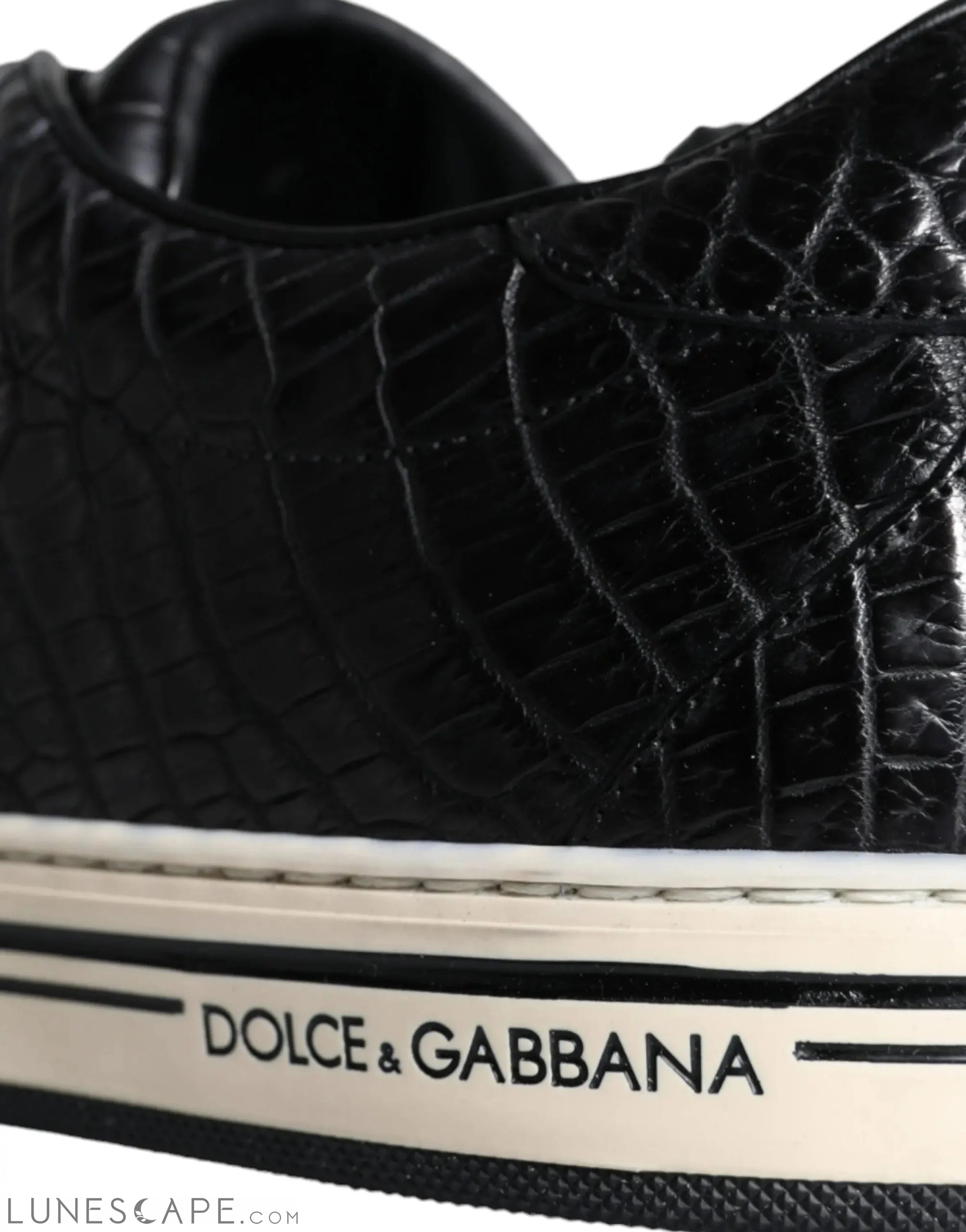 Dolce & Gabbana Black Leather Men Low Top Sneakers Shoes LUNESCAPE