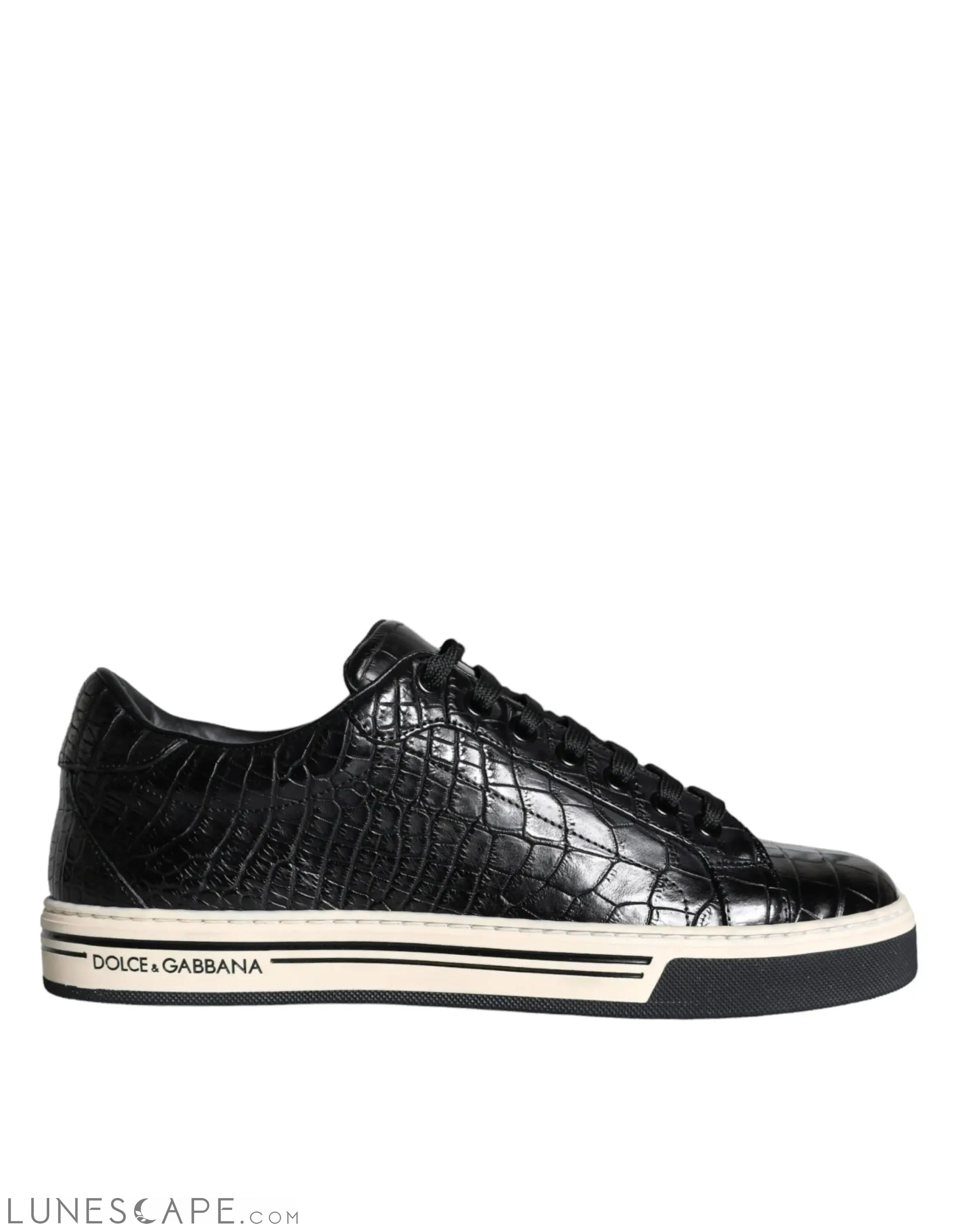 Dolce & Gabbana Black Leather Men Low Top Sneakers Shoes LUNESCAPE