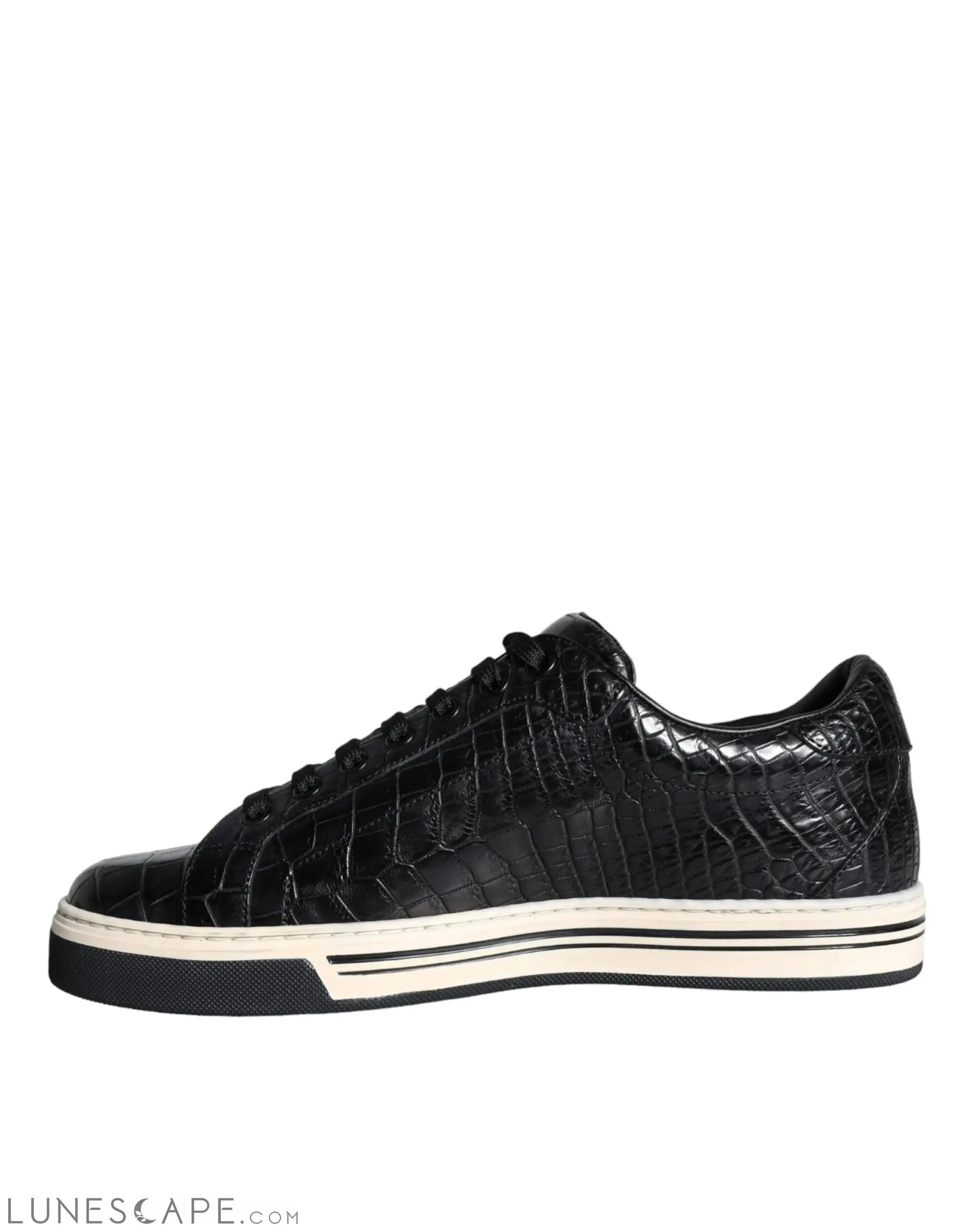 Dolce & Gabbana Black Leather Men Low Top Sneakers Shoes LUNESCAPE