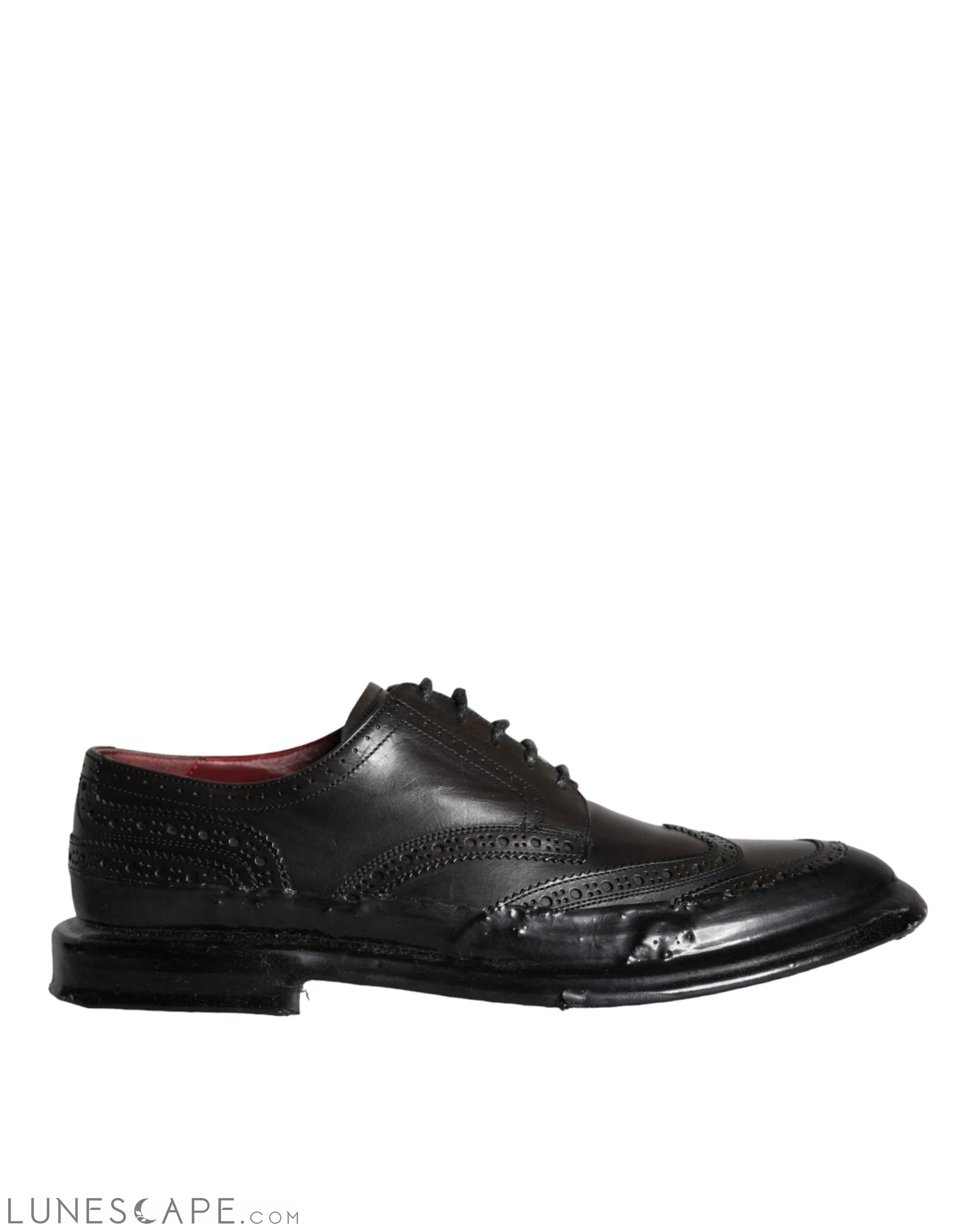 Dolce & Gabbana Black Leather Oxford Wingtip Formal Men Shoes LUNESCAPE