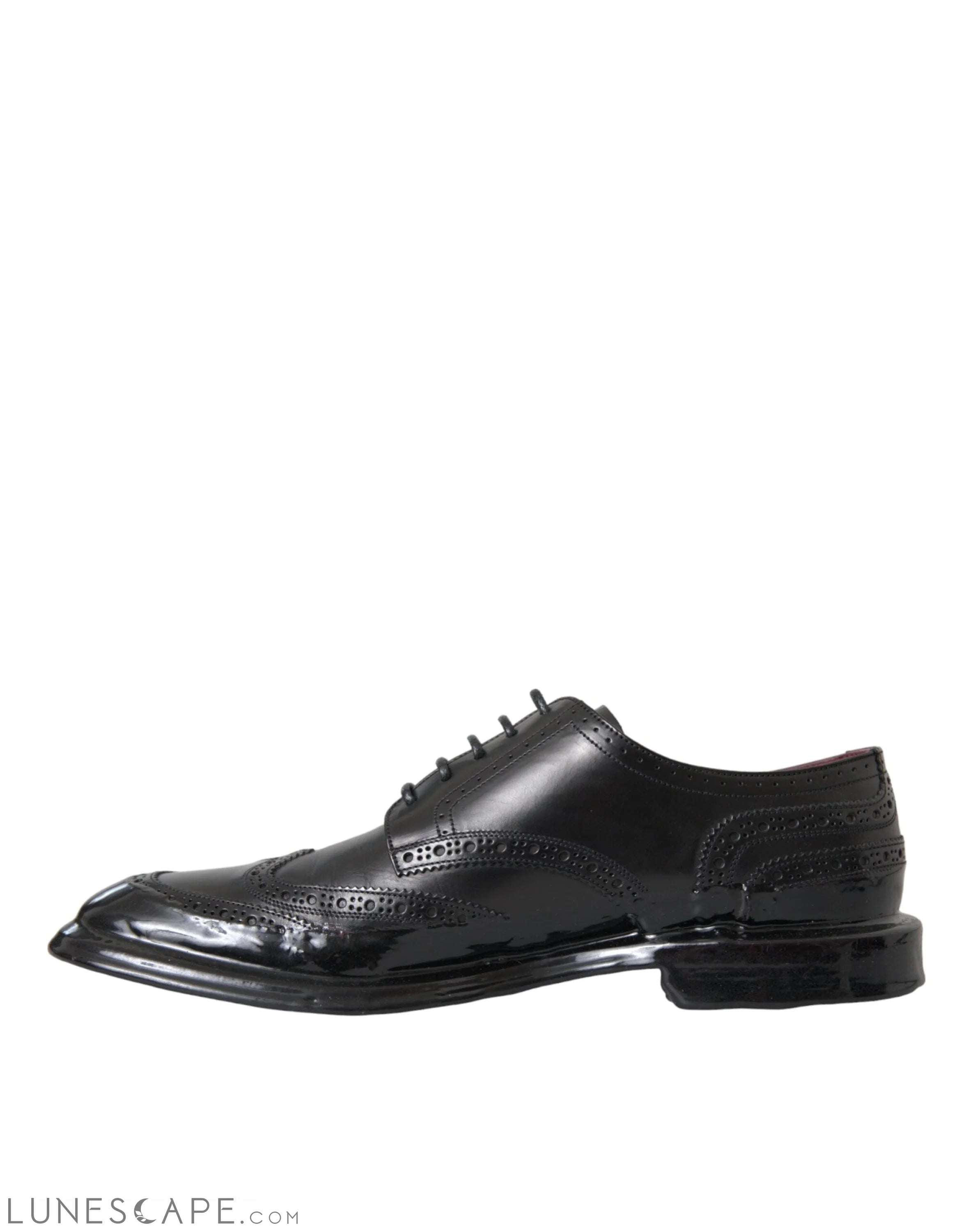 Dolce & Gabbana Black Leather Oxford Wingtip Formal Men Shoes LUNESCAPE