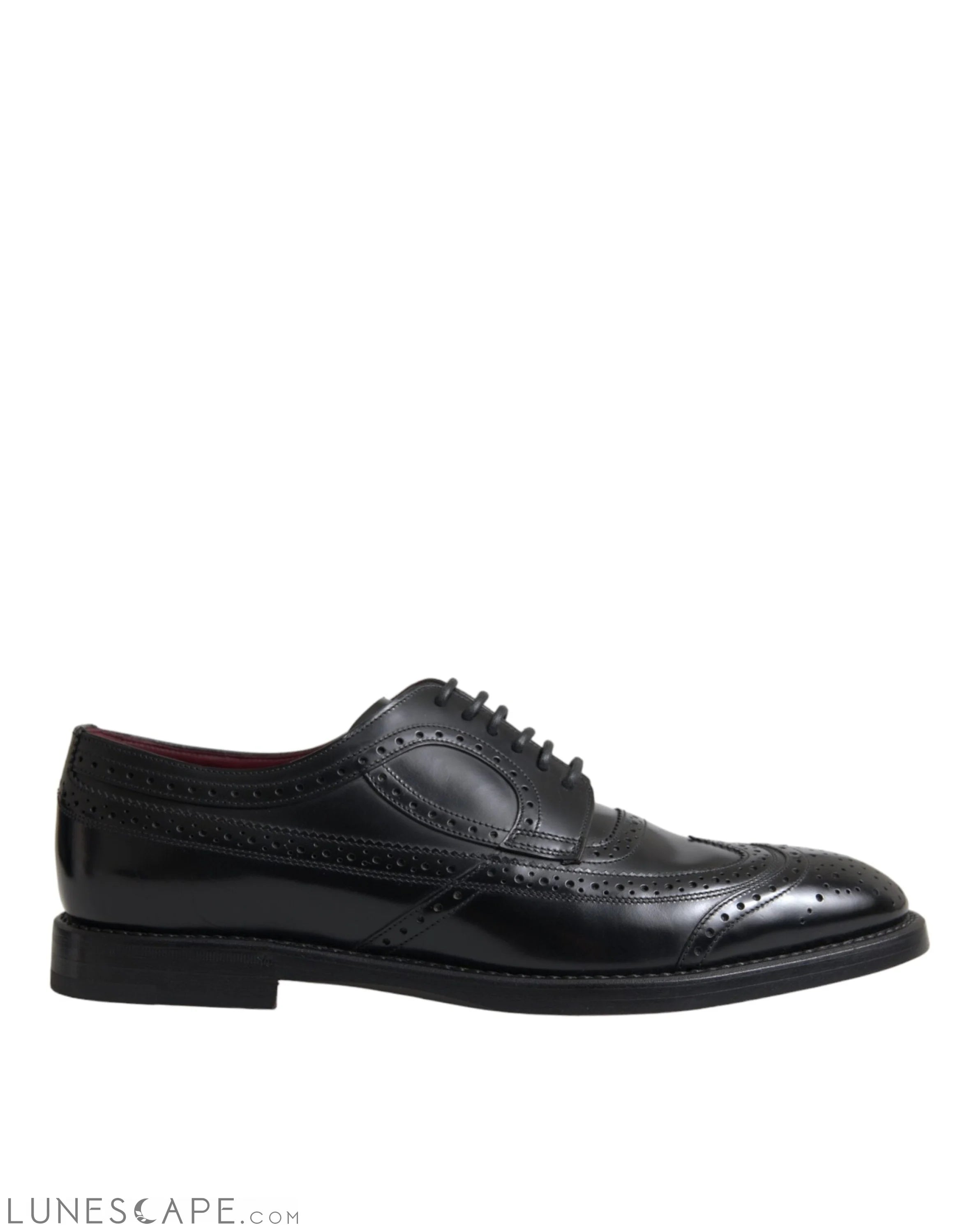 Dolce & Gabbana Black Leather Oxford Wingtip Formal Men Shoes LUNESCAPE