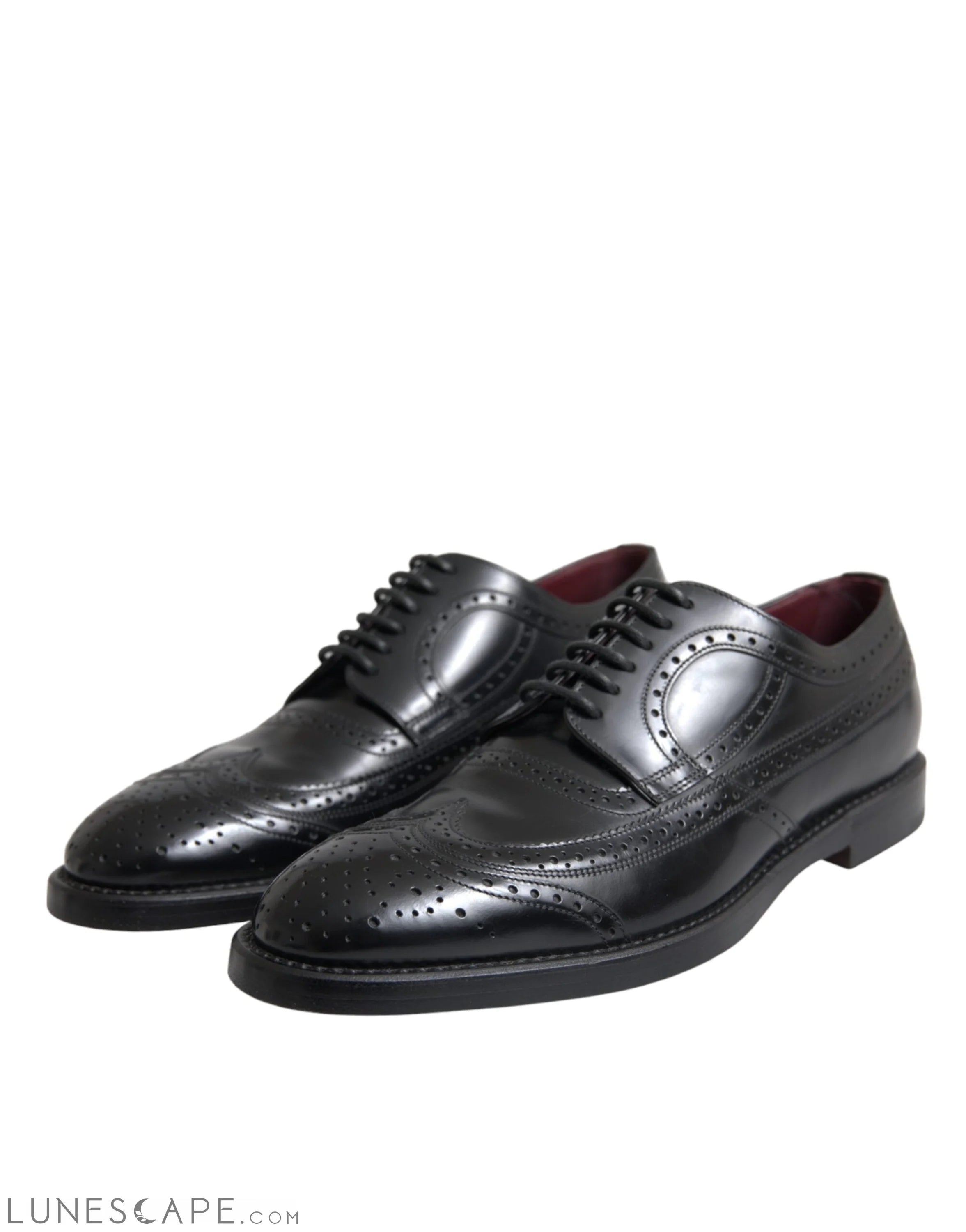 Dolce & Gabbana Black Leather Oxford Wingtip Formal Men Shoes LUNESCAPE